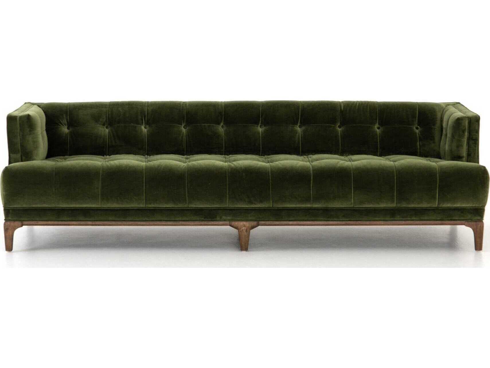 Four Hands Kensington Dylan Sapphire Olive Aspen Grey Green Upholstered Sofa