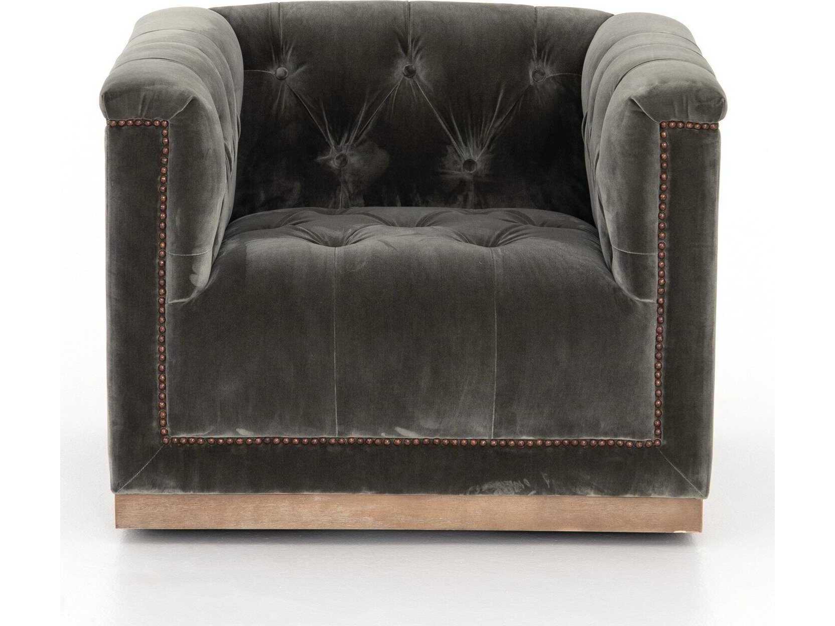 Four Hands Kensington Maxx Swivel Gray Fabric Accent Chair