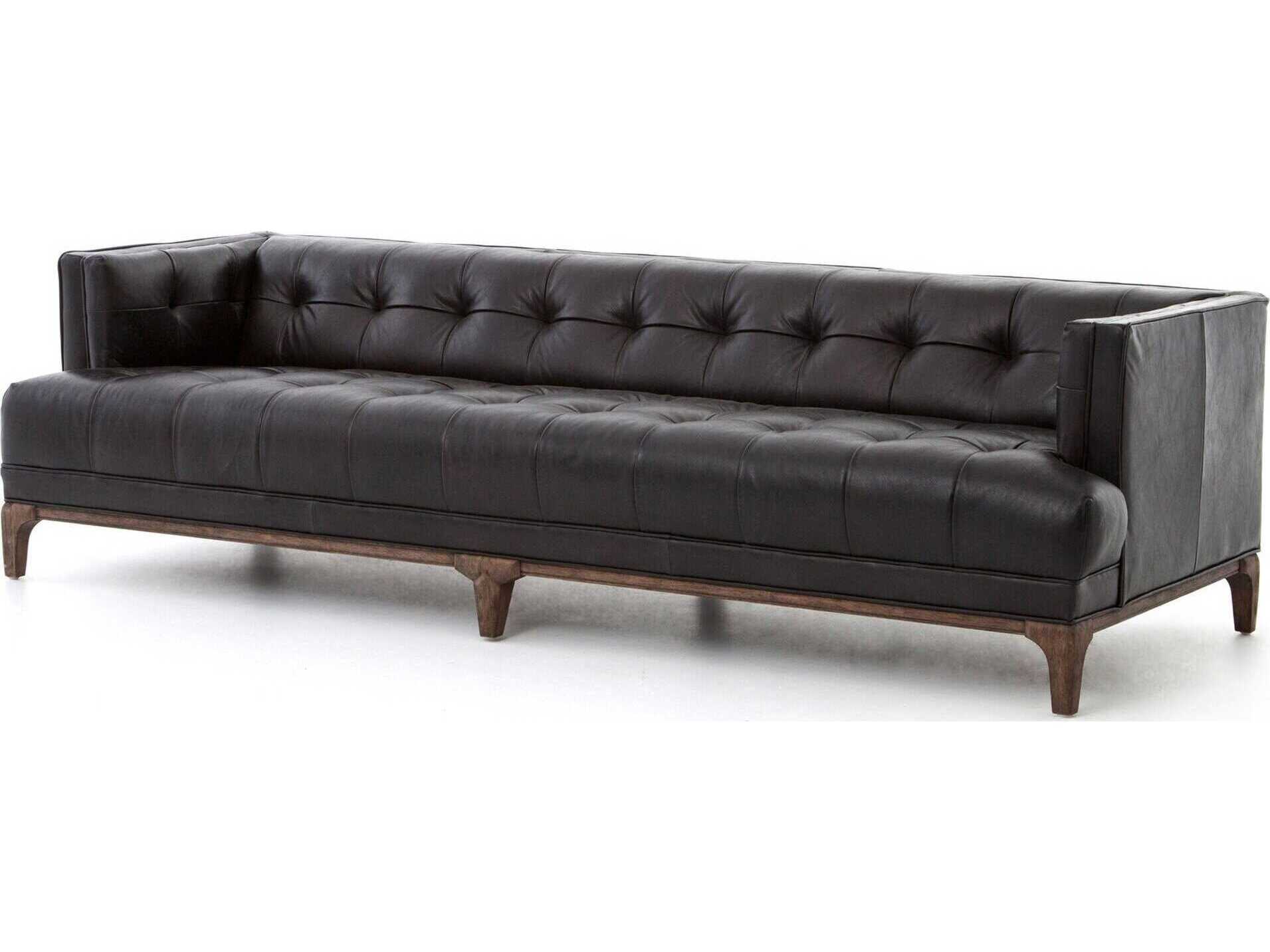 Four Hands Kensington Dylan Black Leather Sofa
