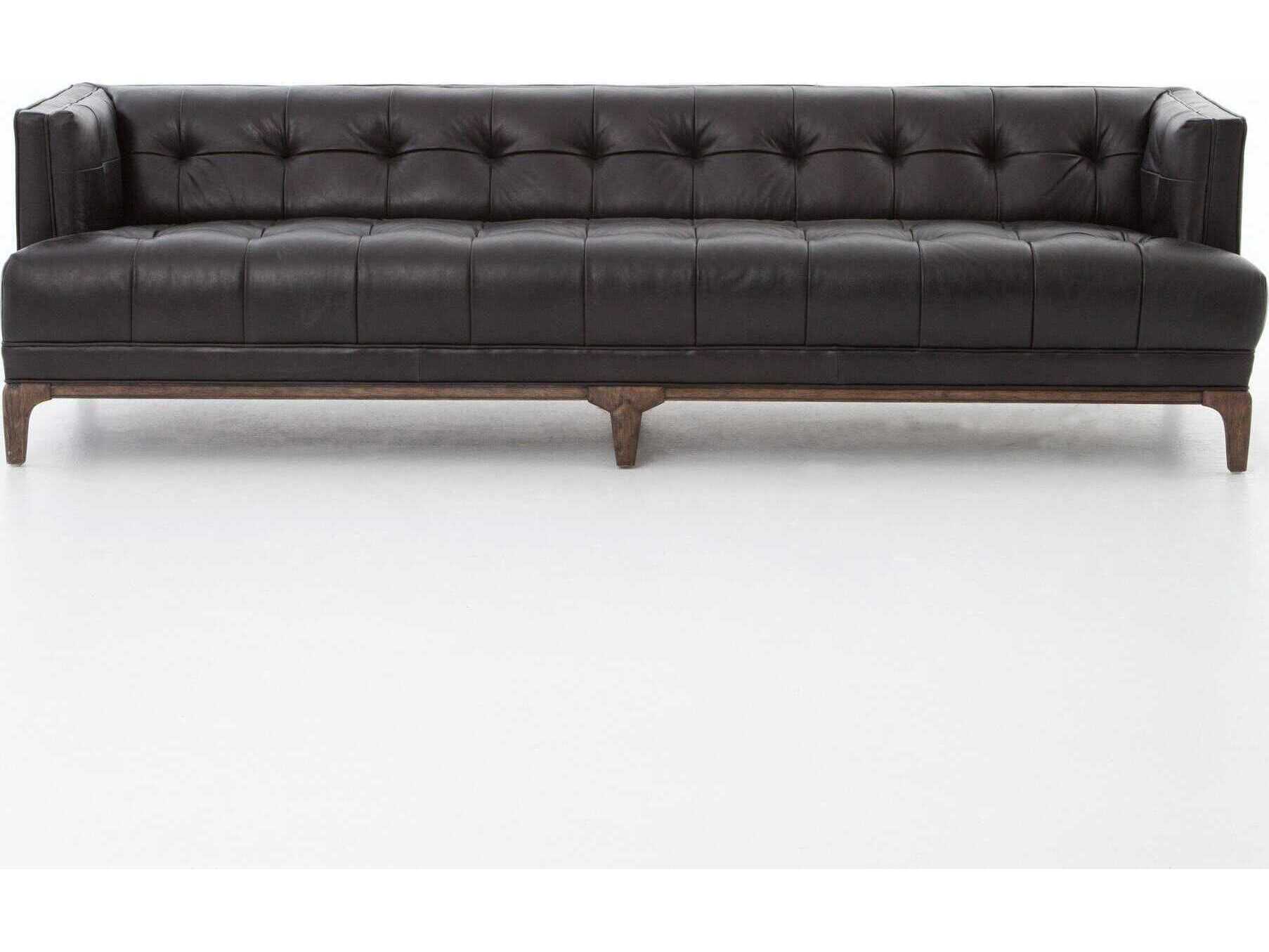 Four Hands Kensington Dylan Black Leather Sofa