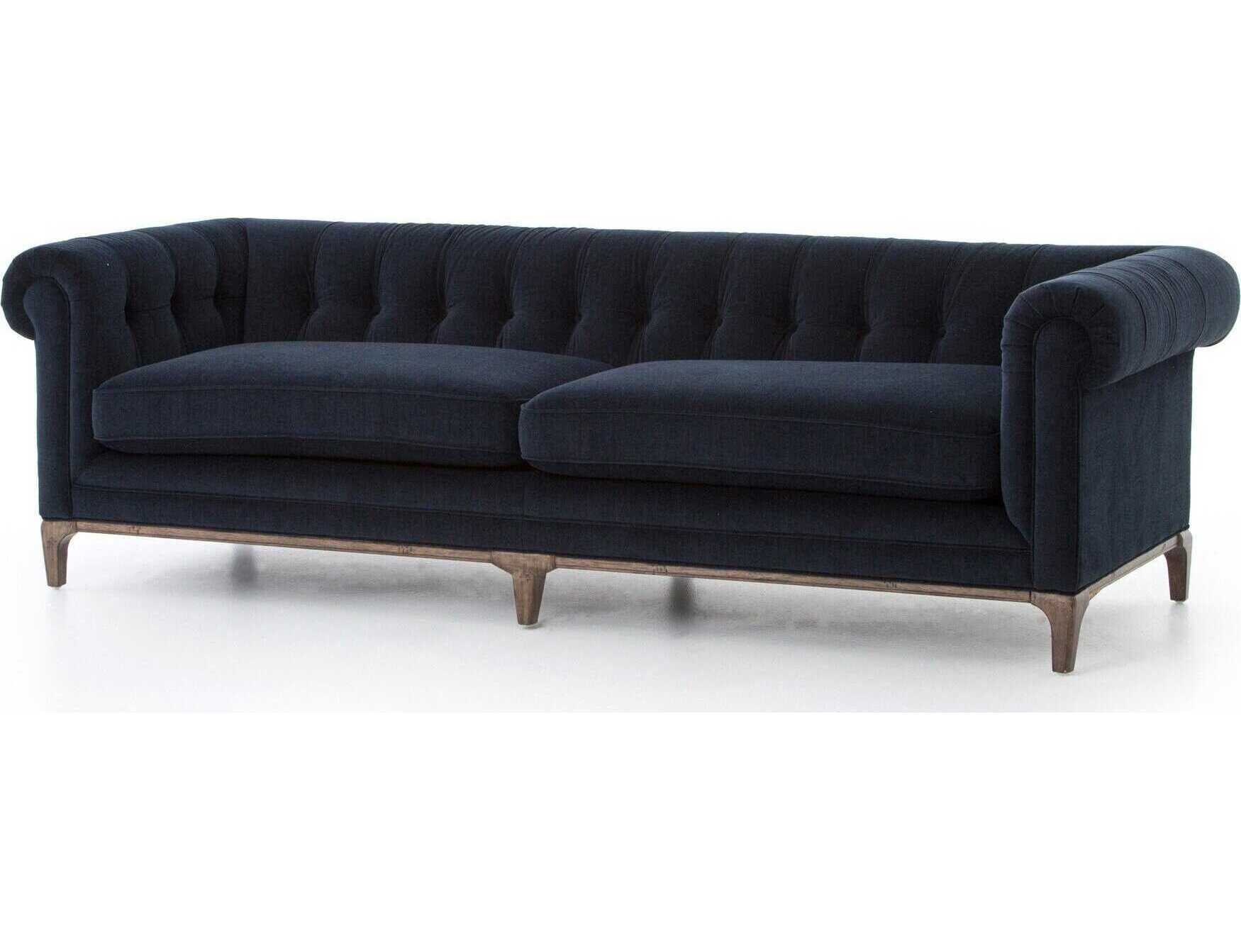 Four Hands Kensington Griffon Plush Navy Blue Upholstered Sofa