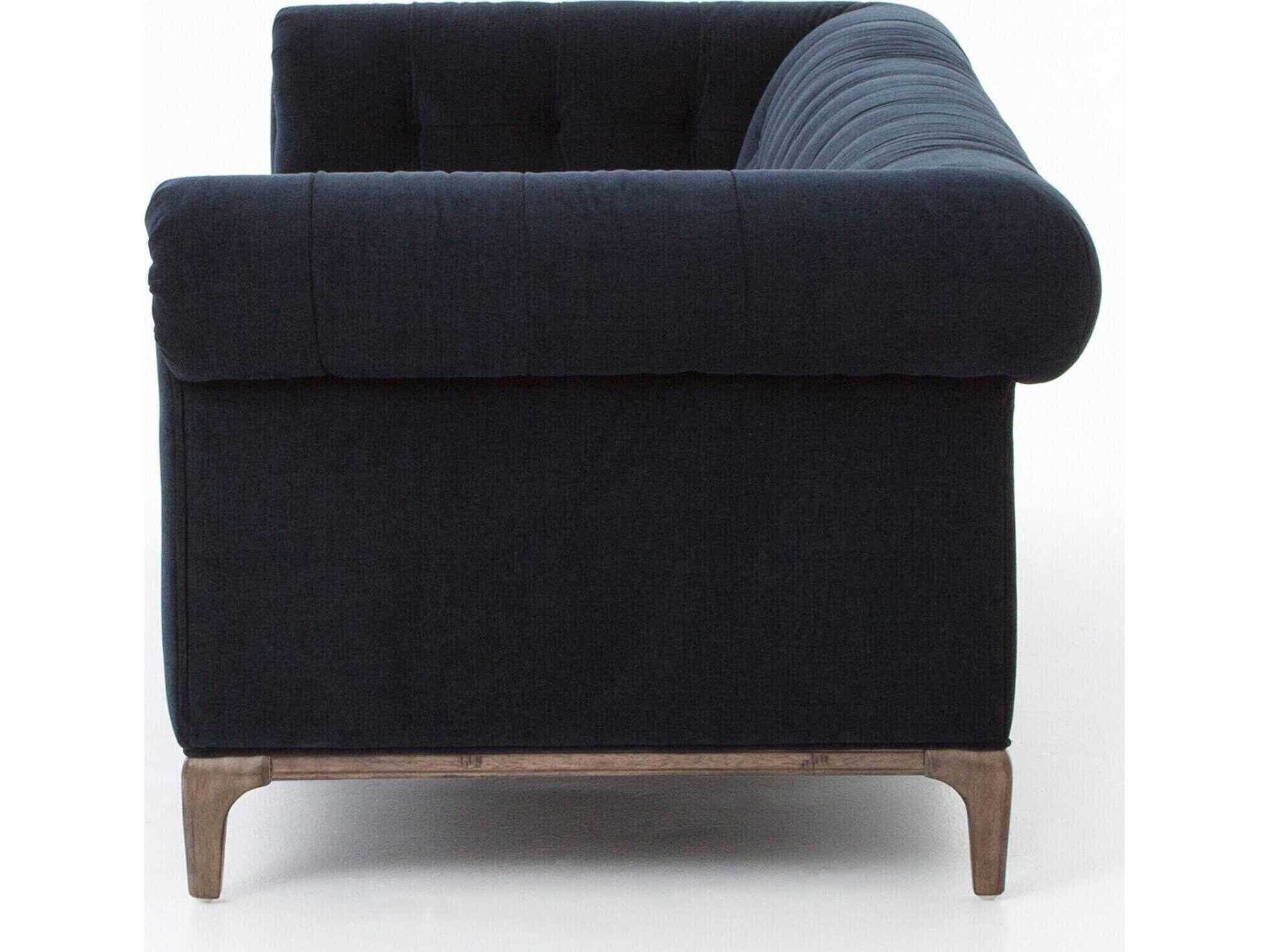 Four Hands Kensington Griffon Plush Navy Blue Upholstered Sofa