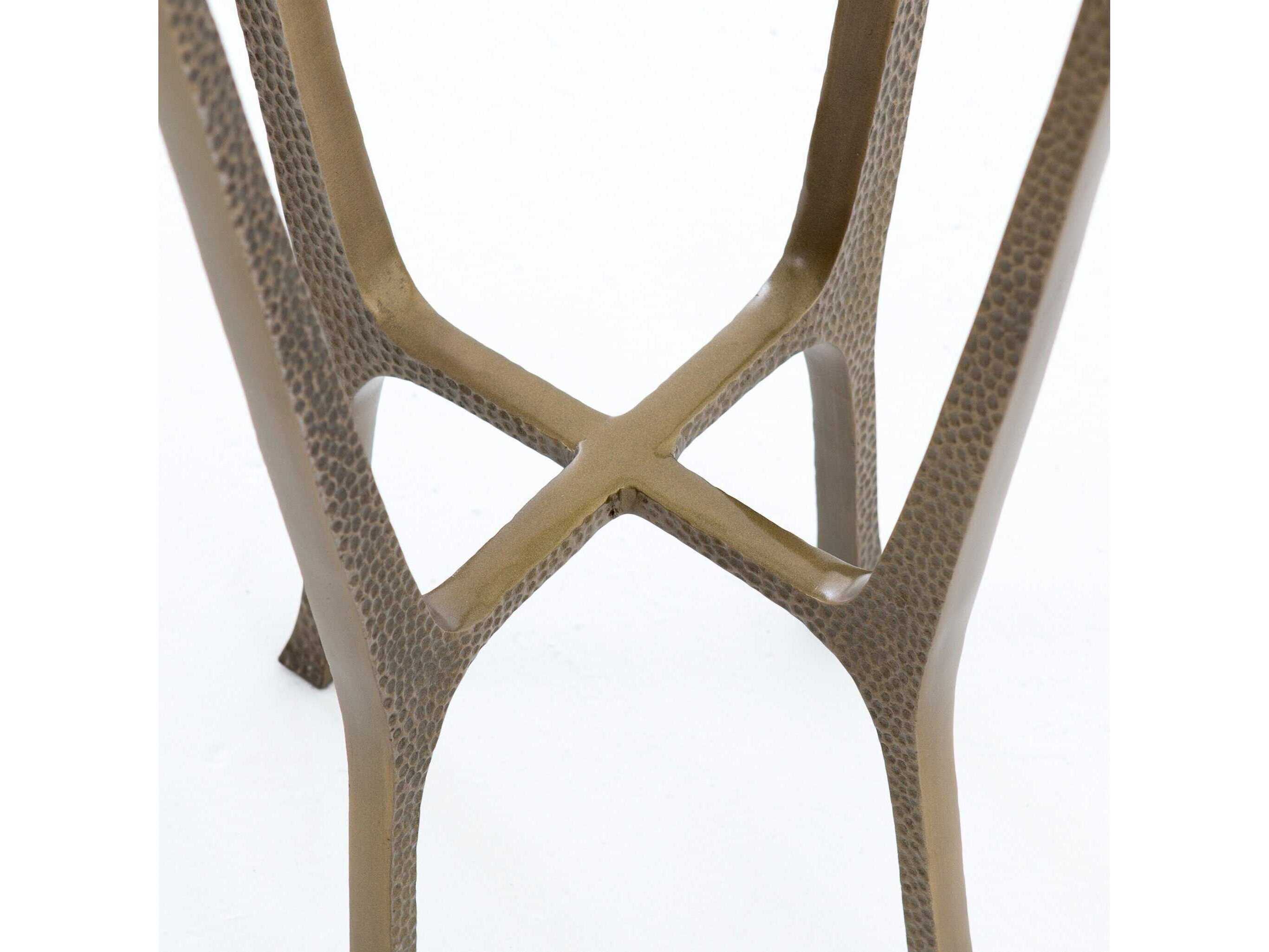 Four Hands Asher Creighton Round Aged Brass Tempered Glass End Table