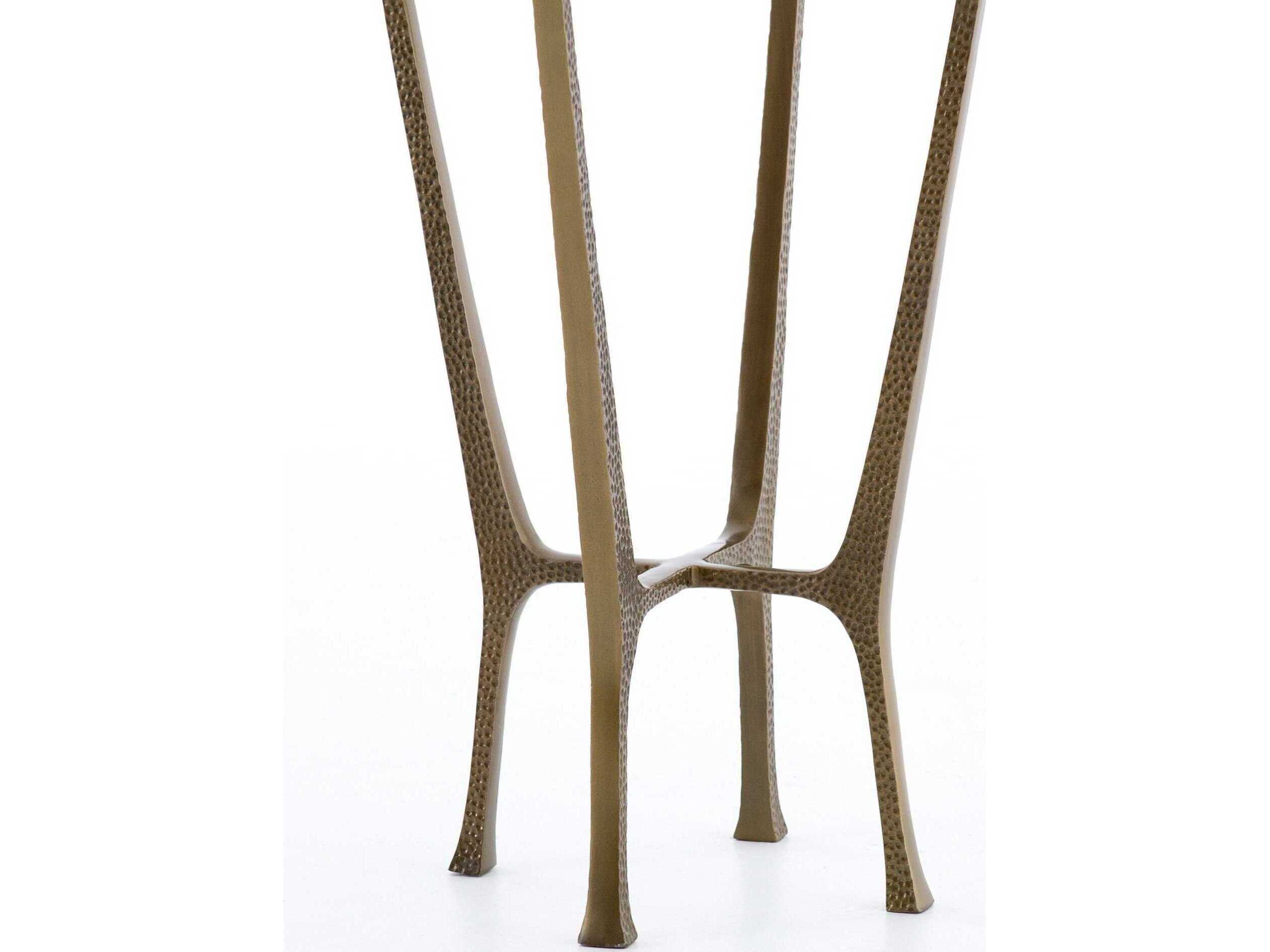 Four Hands Asher Creighton Round Aged Brass Tempered Glass End Table