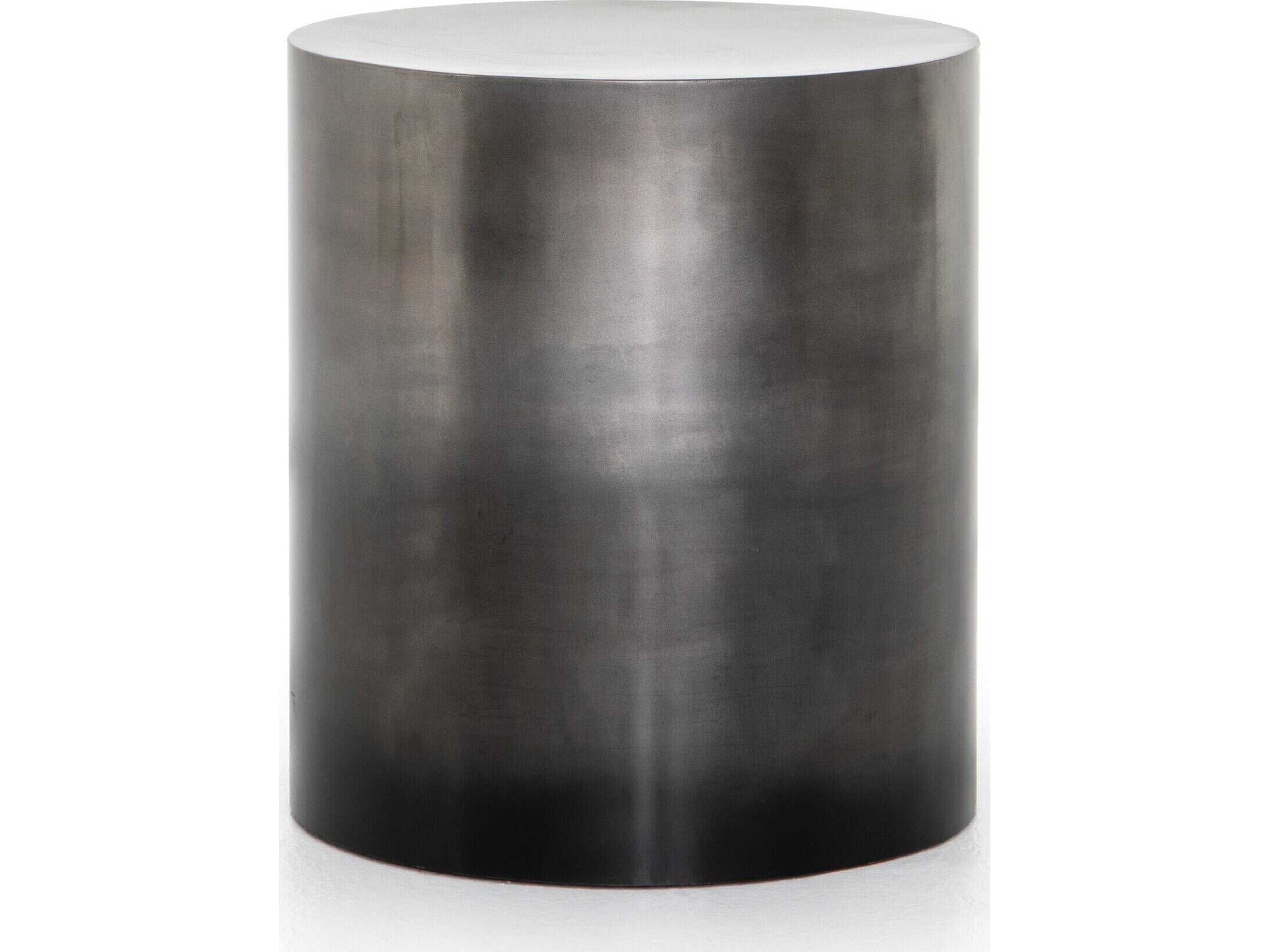 Four Hands Asher Cameron Round Metal Ombre Antique Pewter End Table
