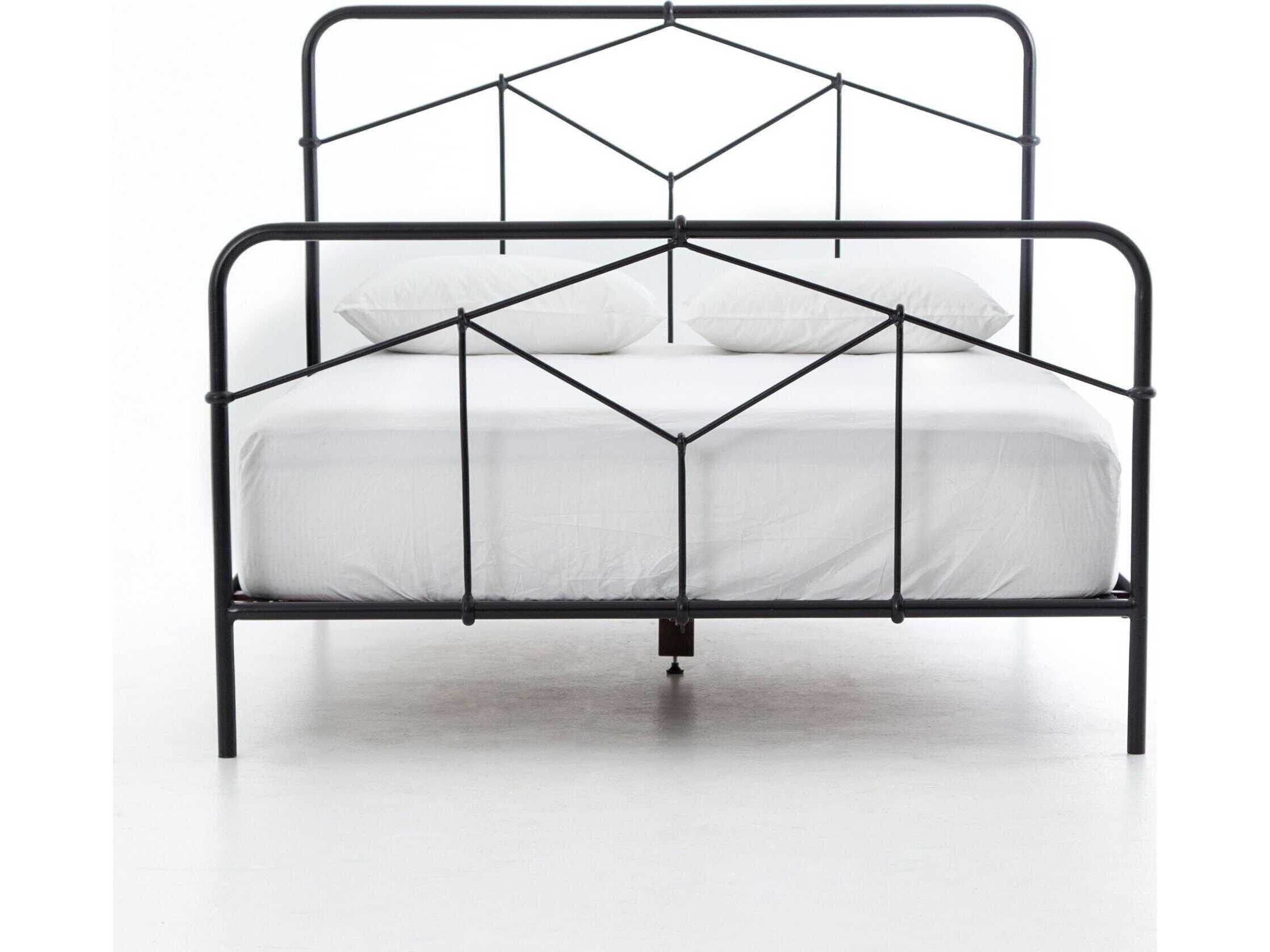 Four Hands Primitive Casey Sandblasted Vintage Black Dark Natural Acacia Wood Queen Panel Bed