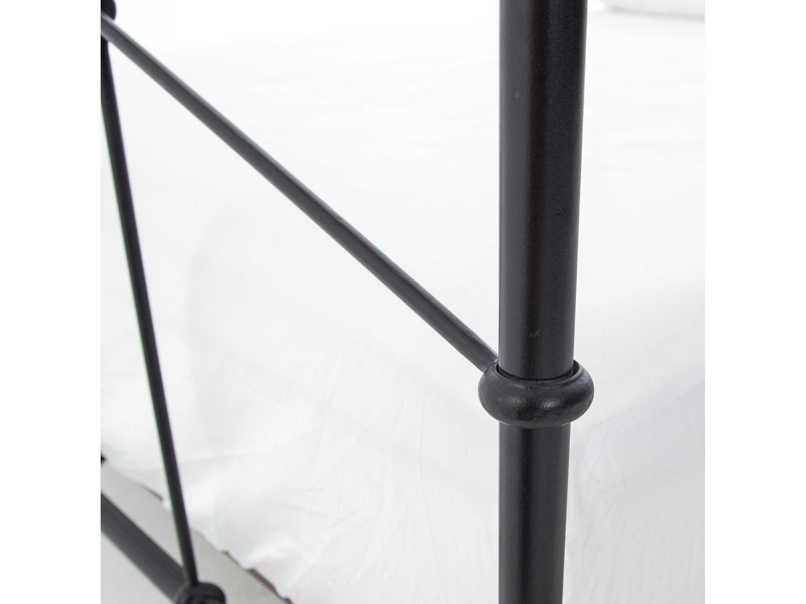 Four Hands Primitive Casey Sandblasted Vintage Black Dark Natural Acacia Wood Queen Panel Bed