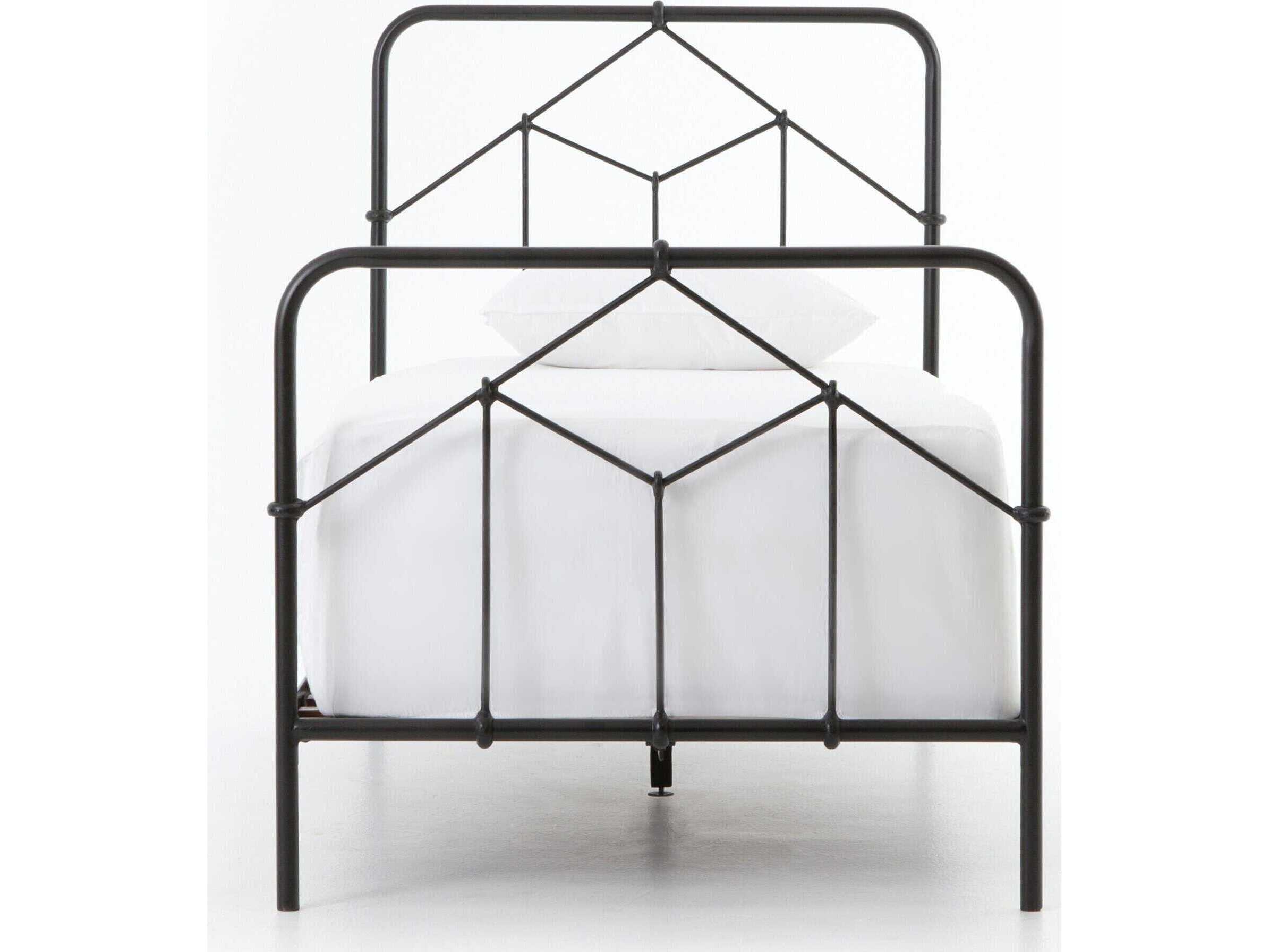 Four Hands Primitive Casey Black Mango Wood Twin Panel Bed