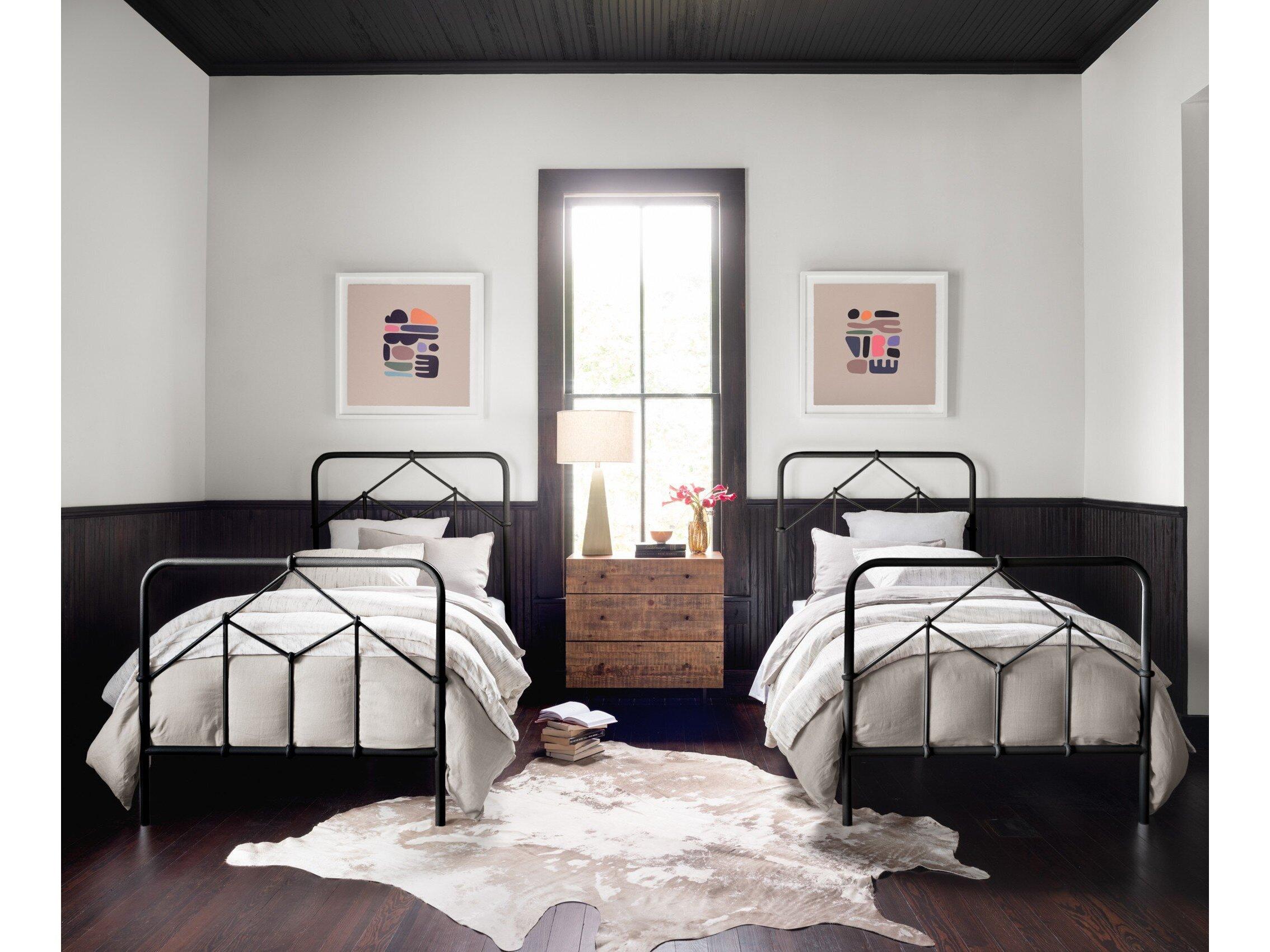 Four Hands Primitive Casey Black Mango Wood Twin Panel Bed