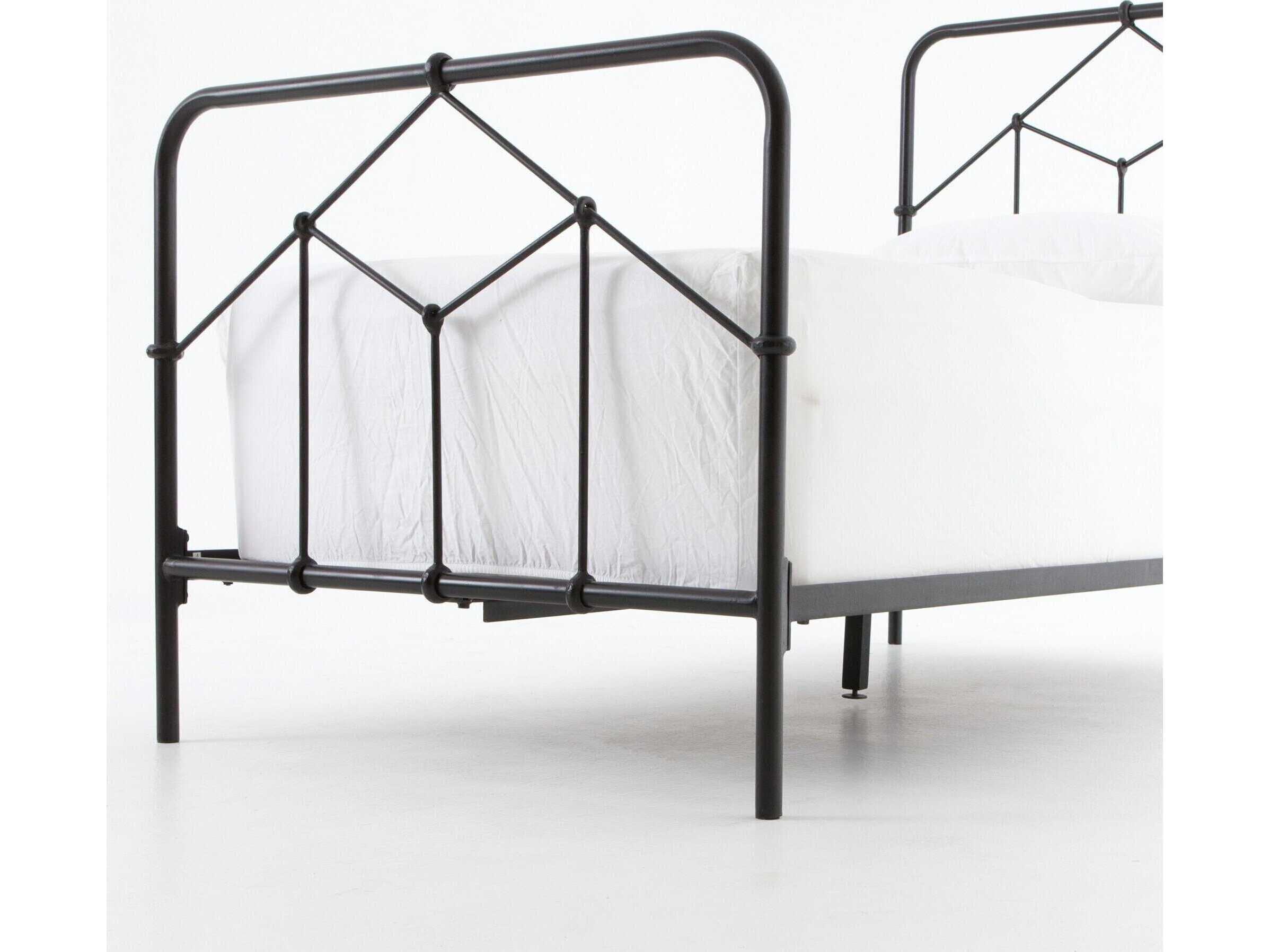 Four Hands Primitive Casey Black Mango Wood Twin Panel Bed