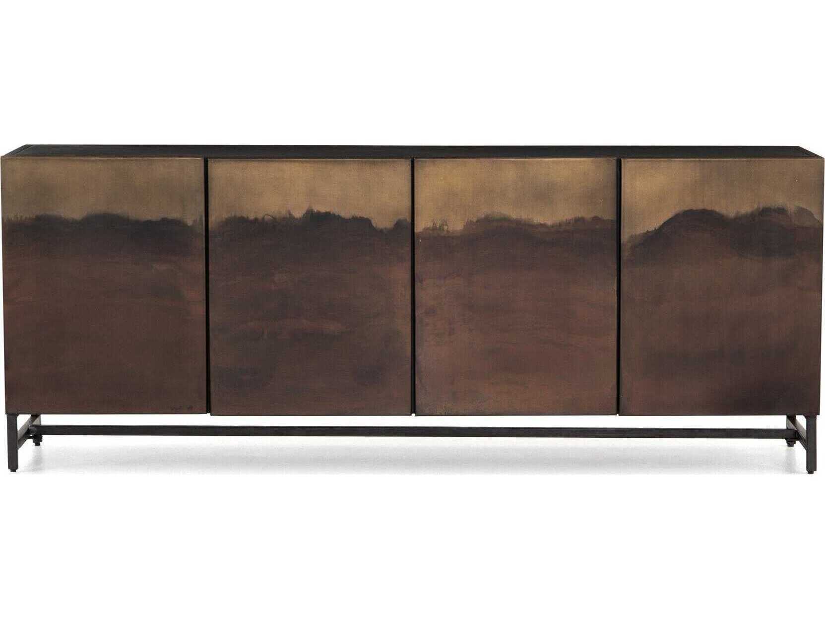Four Hands Element Stormy 82" Distressed Ombre Aged Brown Sideboard