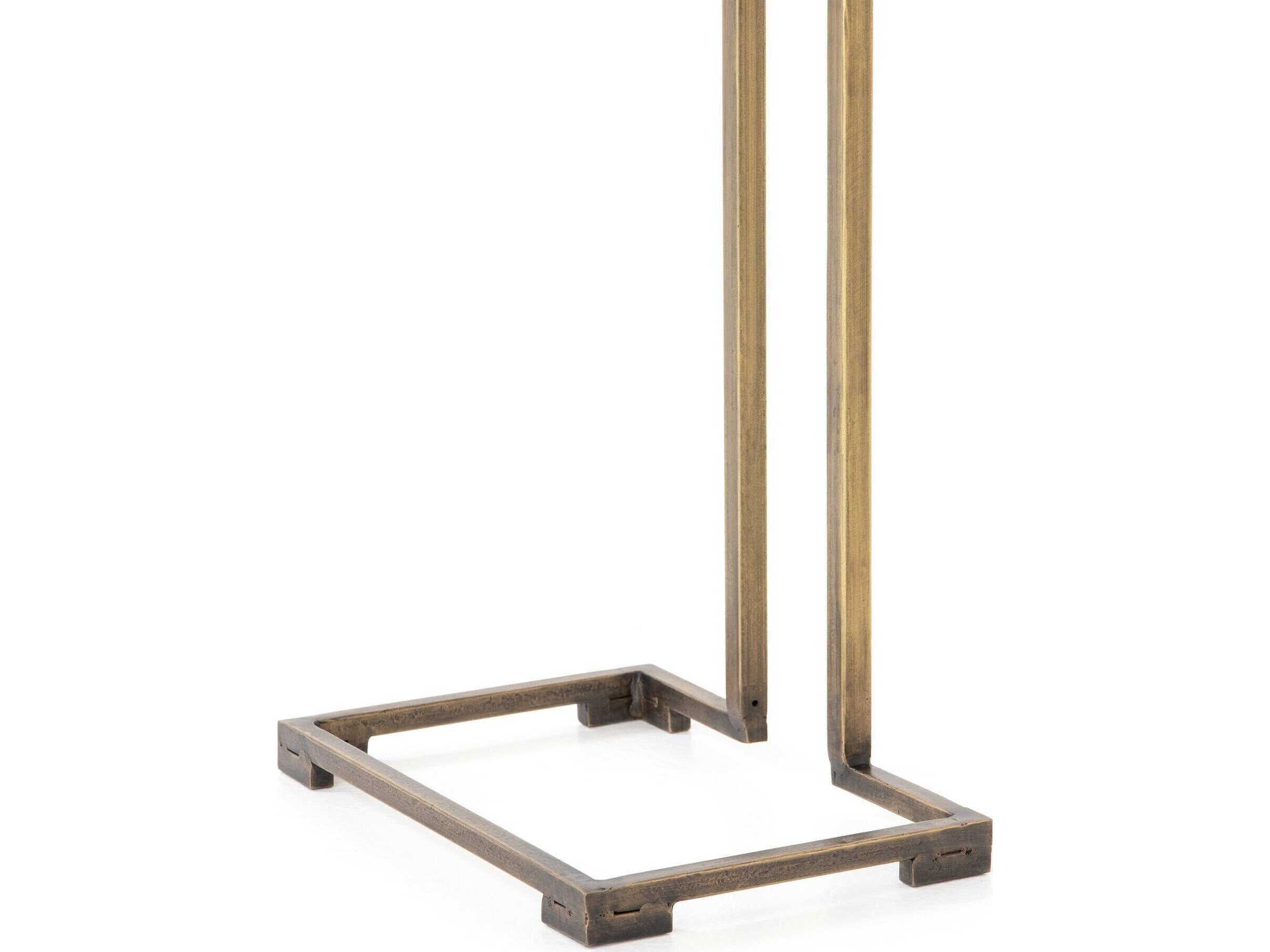 Four Hands Element Acid Etch Rectangular Metal Antique Brass End Table