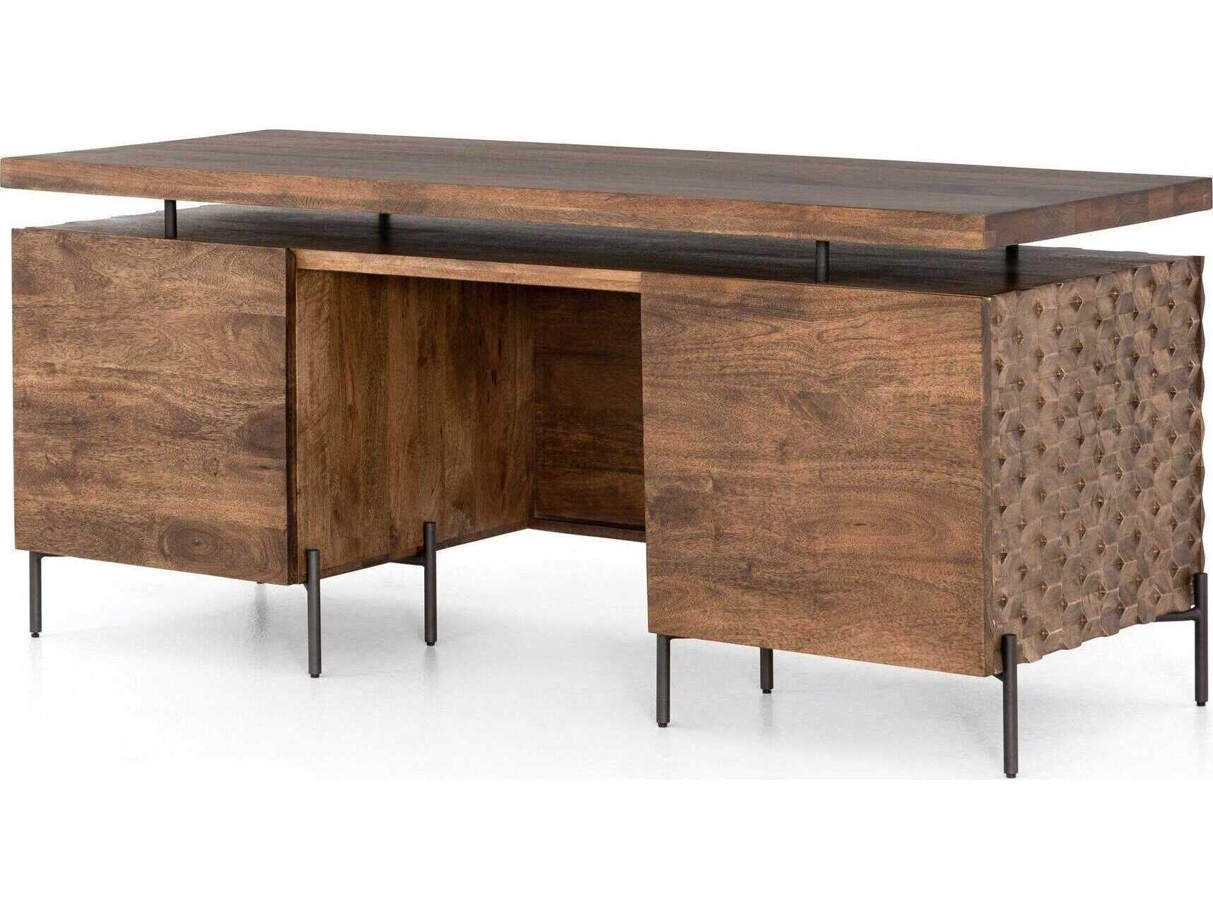 Four Hands Fallon Raffael Brown Mango Wood Executive Desk