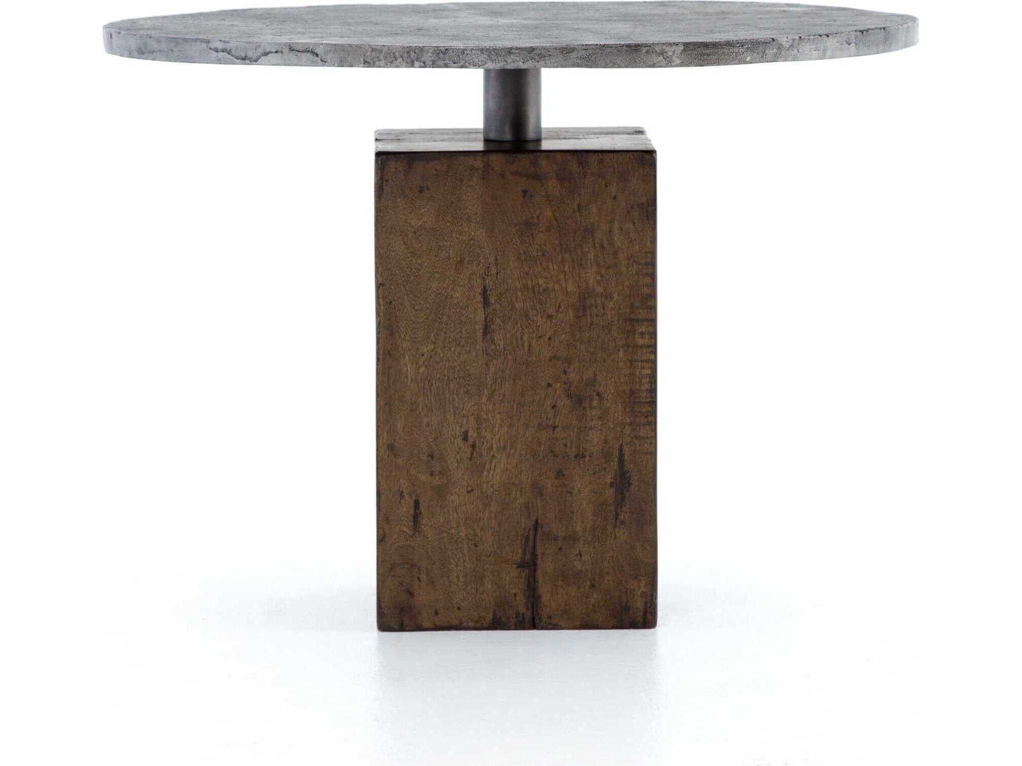 Four Hands Harmon Boomer Round Tanner Brown Light Gunmetal Dining Table