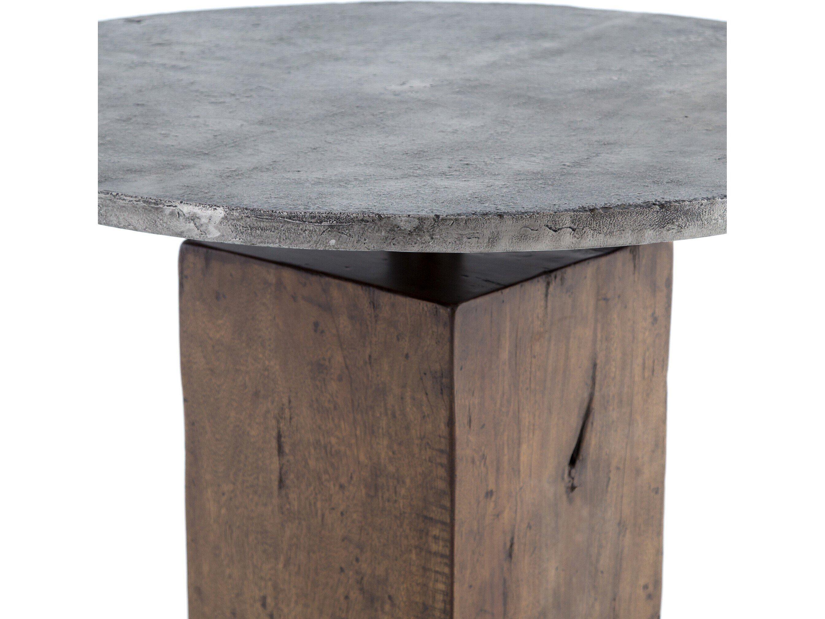 Four Hands Harmon Boomer Round Tanner Brown Light Gunmetal Dining Table