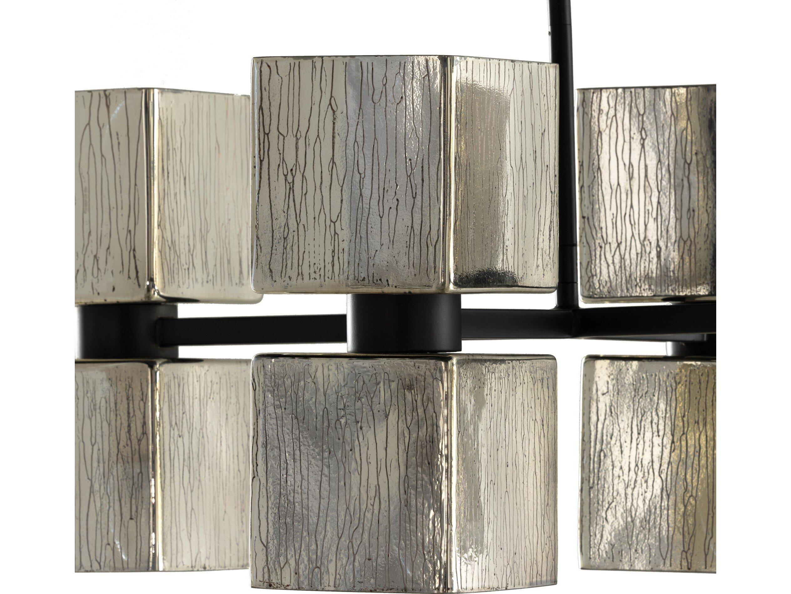 Four Hands Hutton 10-Light Antiqued Iron Aged Metallic Glass Gray Linear Island Pendant