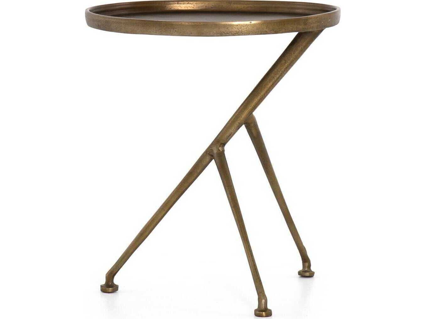 Four Hands Marlow Schmidt Oval Metal Raw Antique Brass End Table