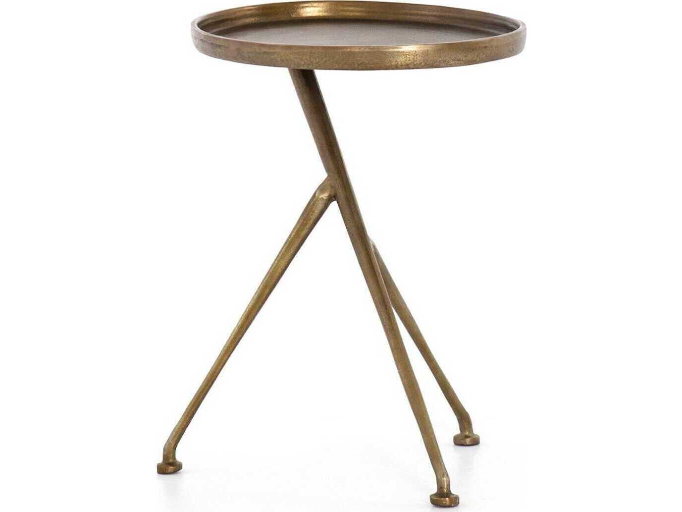 Four Hands Marlow Schmidt Oval Metal Raw Antique Brass End Table