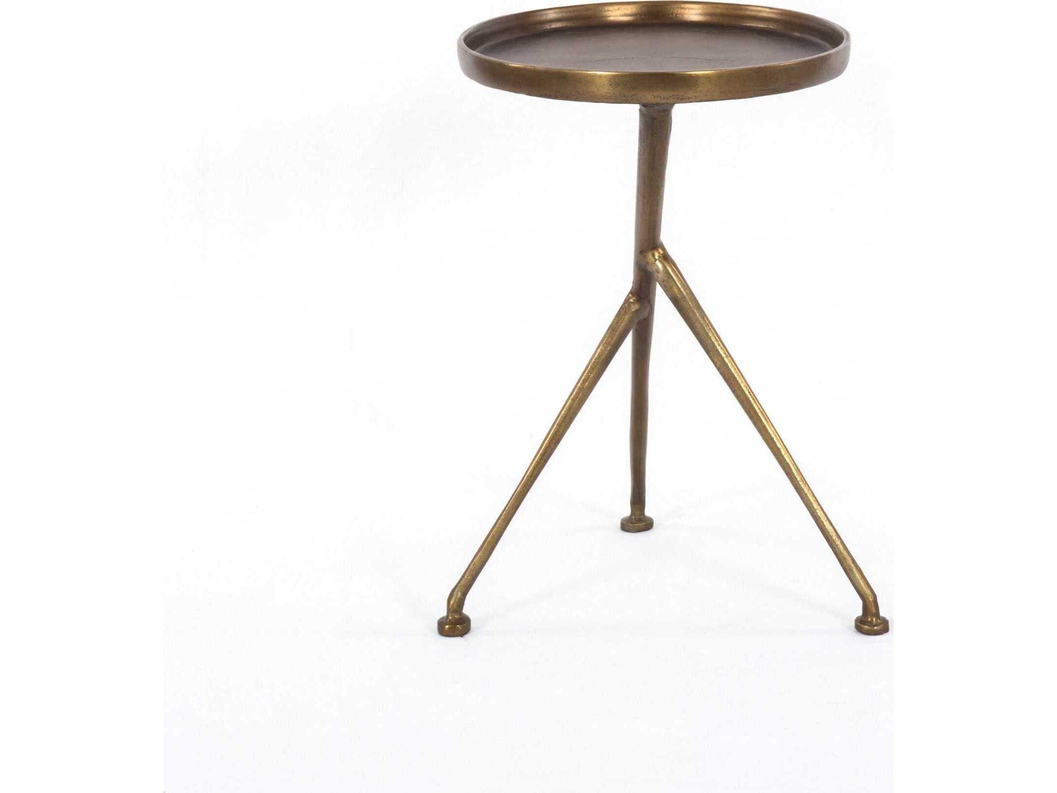 Four Hands Marlow Schmidt Oval Metal Raw Antique Brass End Table