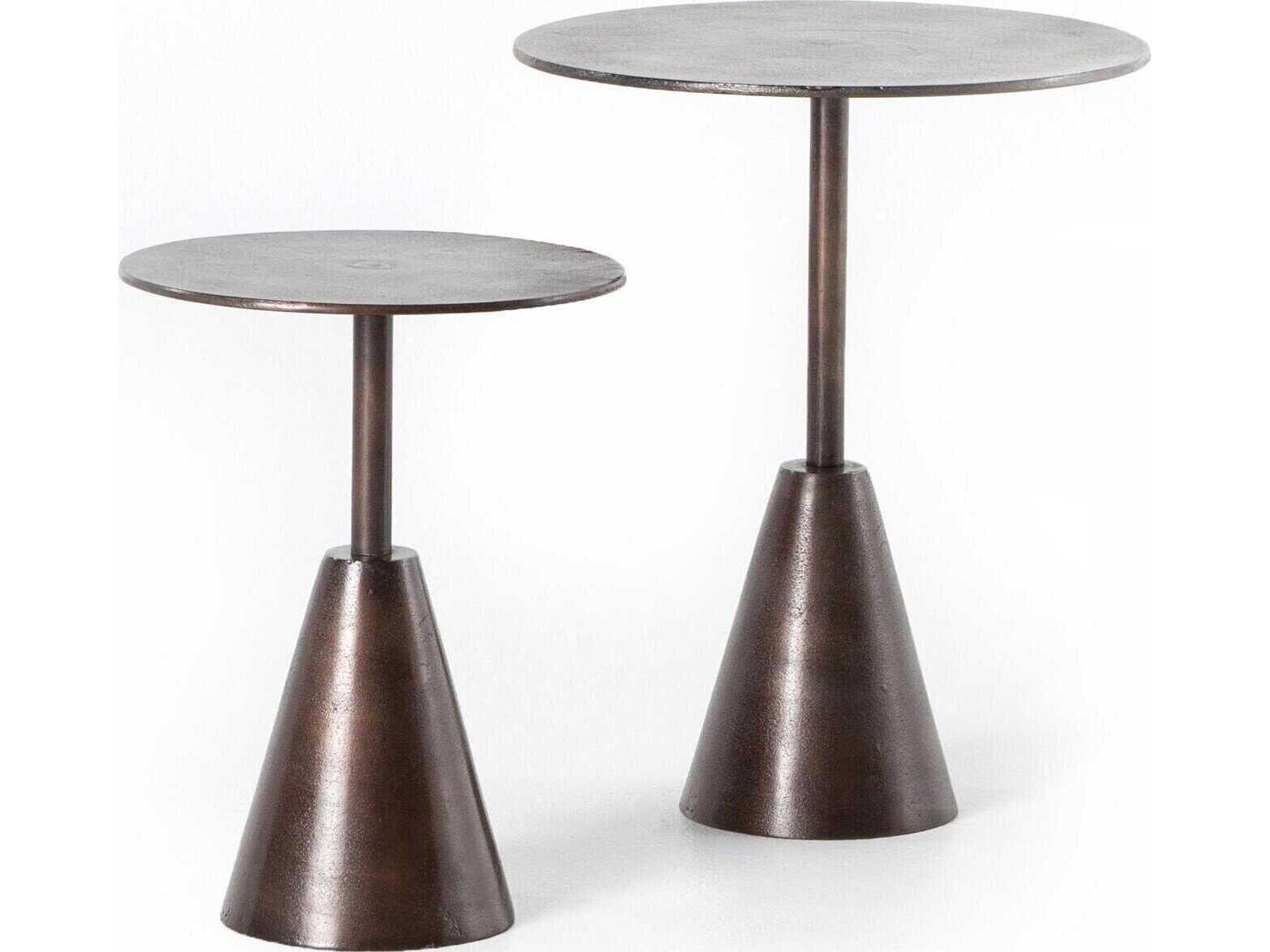 Four Hands Marlow Frisco Round Metal Antique Rust End Table