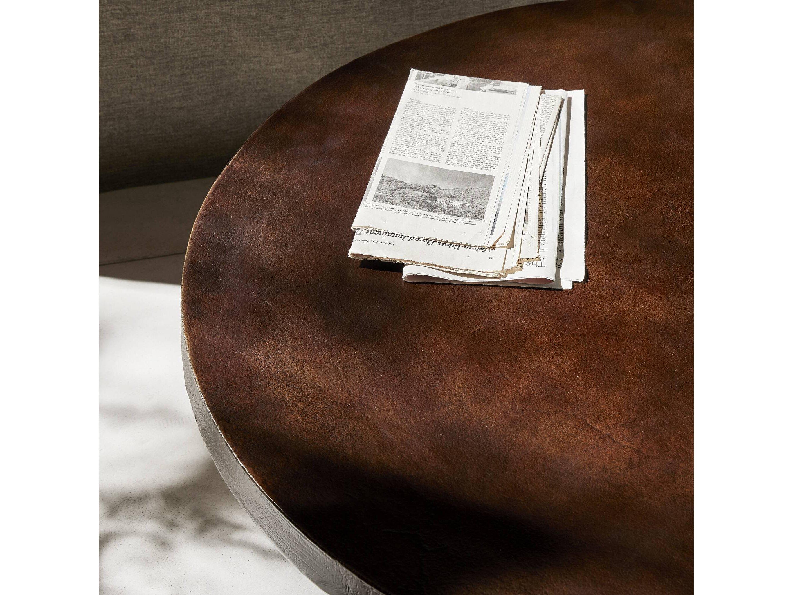 Four Hands Marlow Cruz Round Metal Antique Rust Coffee Table