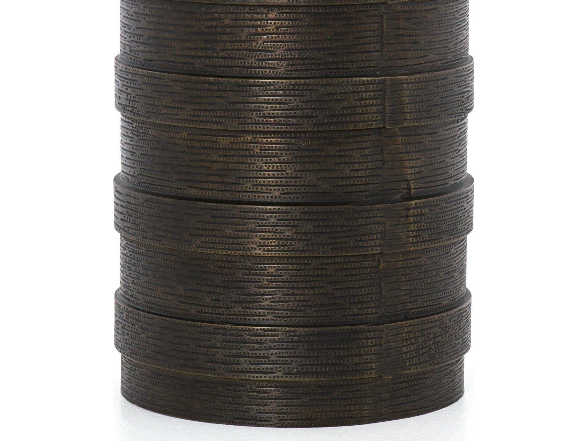 Four Hands Marlow Trello Round Metal Textured Brass End Table