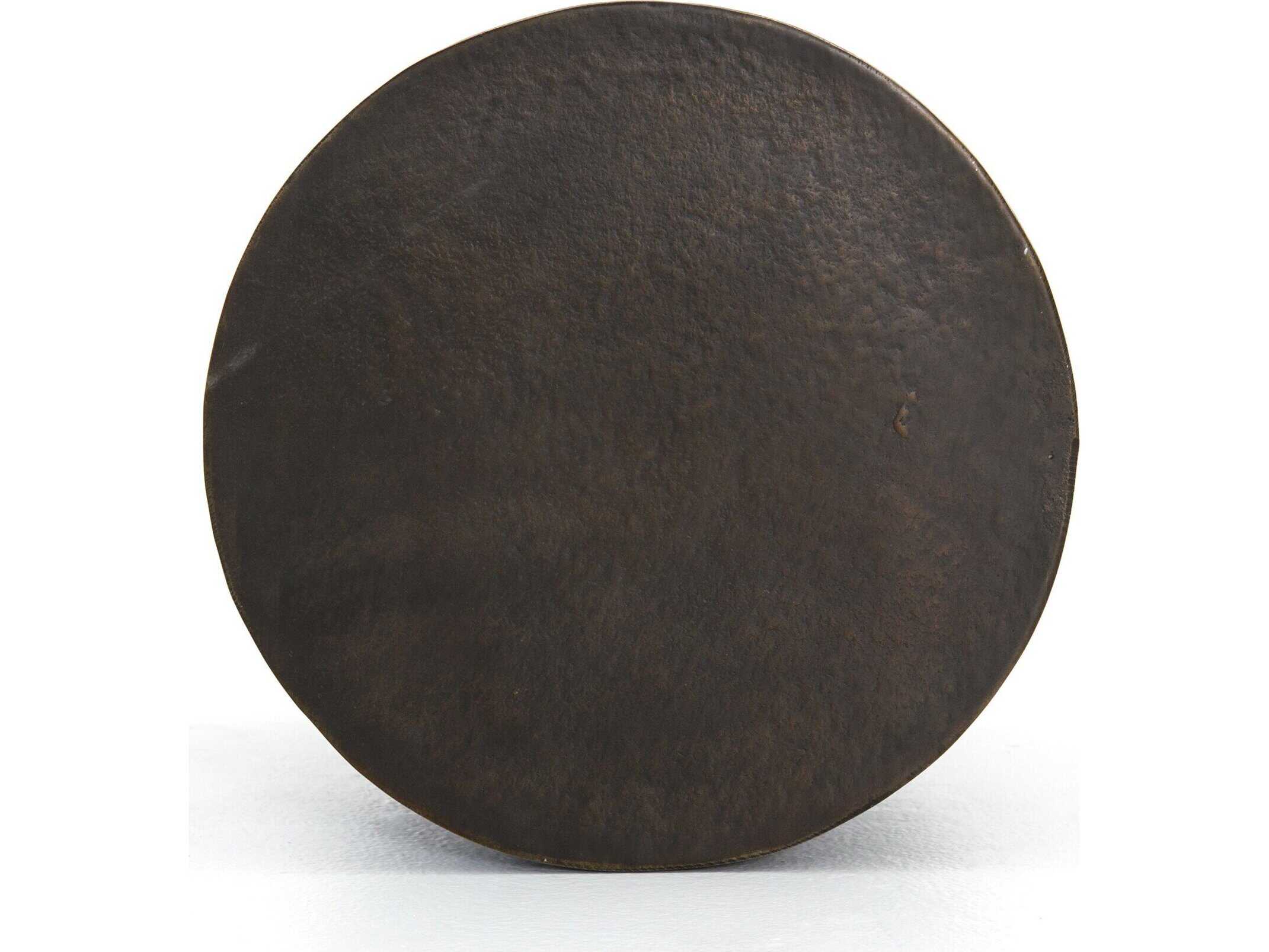 Four Hands Marlow Trello Round Metal Textured Brass End Table