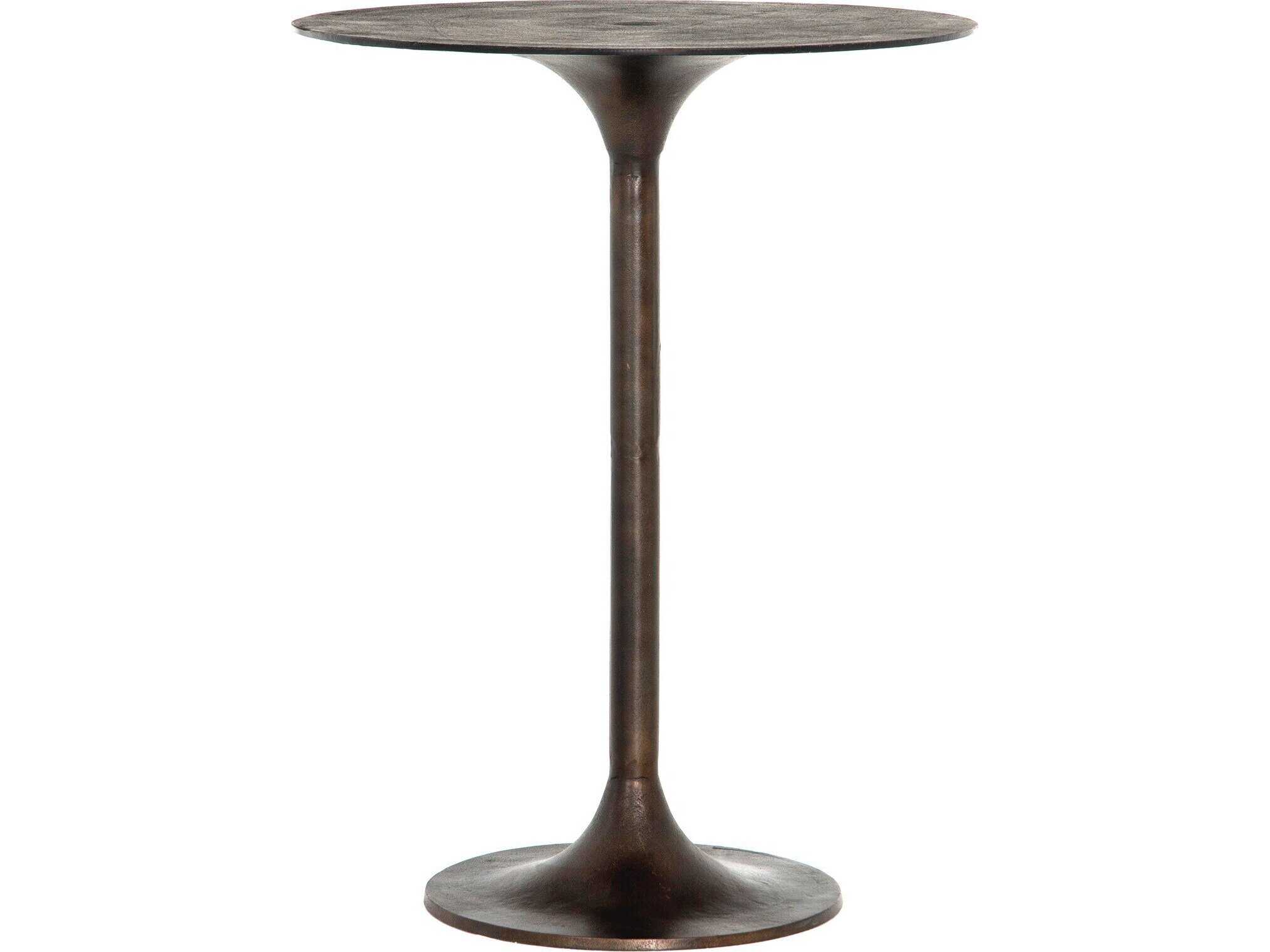 Four Hands Marlow Antique Rust Round Metal Bar Table
