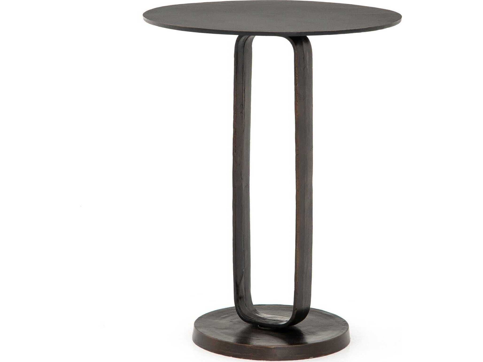 Four Hands Marlow Douglas Round Metal Antique Rust End Table