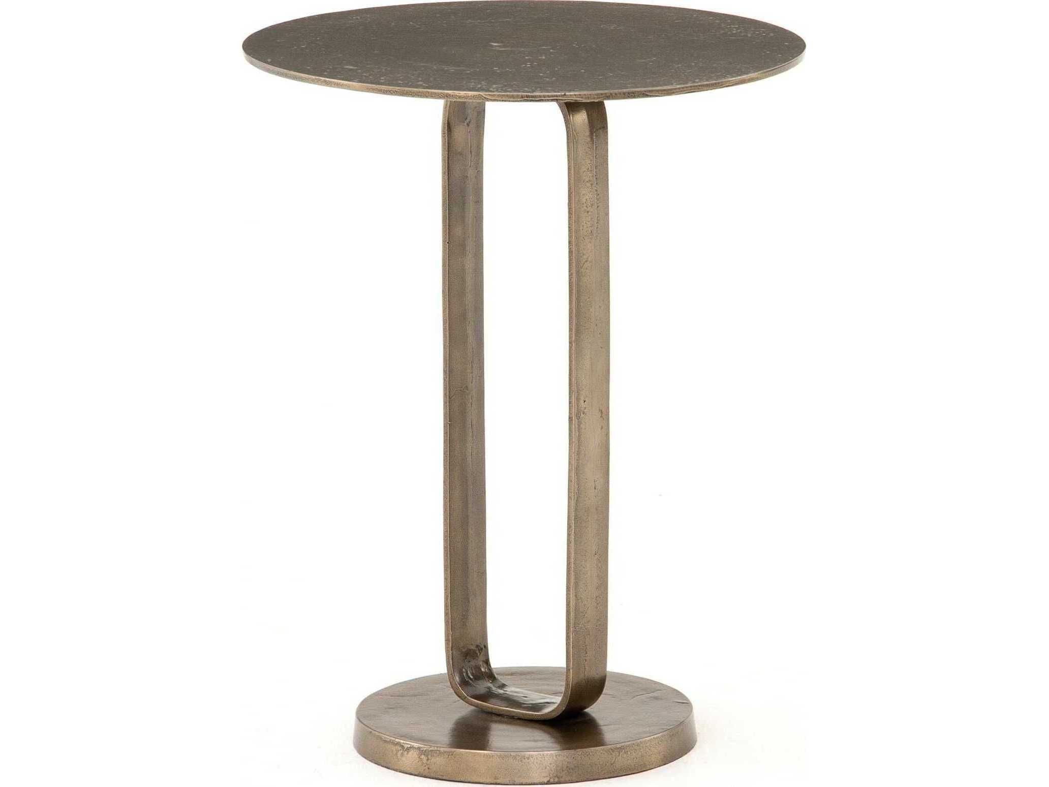 Four Hands Marlow Douglas Round Metal Aged Bronze End Table