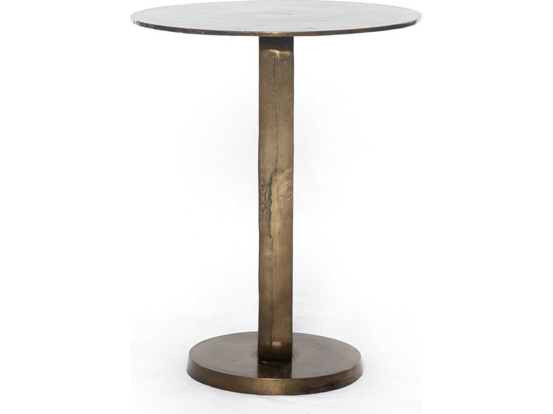Four Hands Marlow Douglas Round Metal Aged Bronze End Table