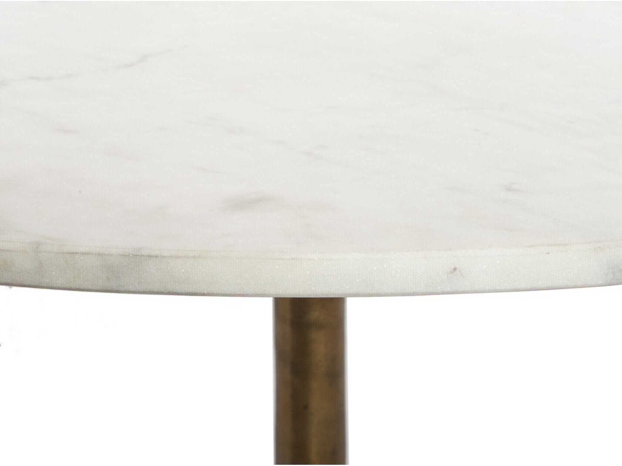 Four Hands Marlow Helen Round Raw Brass Polished White Marble Coffee Table