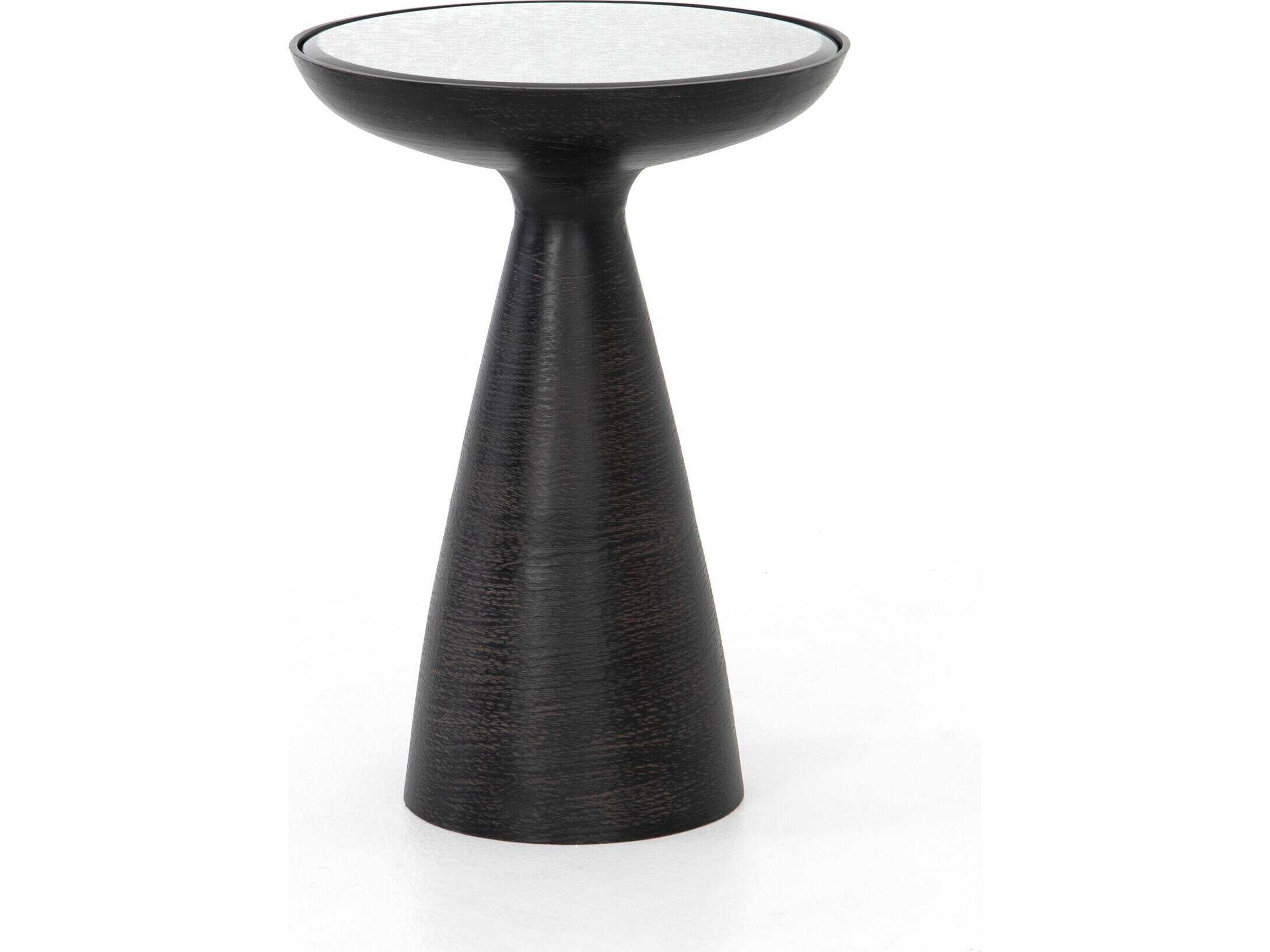 Four Hands Marlow Round Brushed Bronze Ash Glass End Table