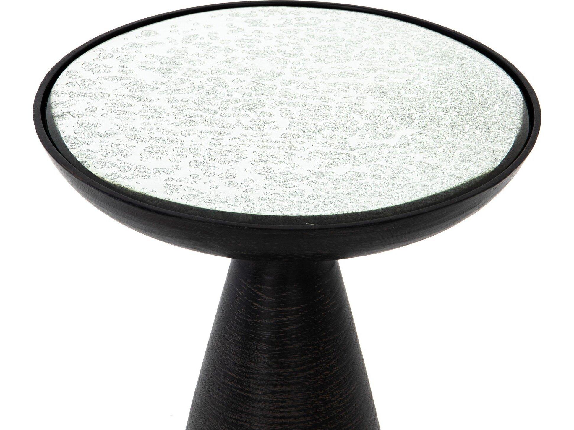 Four Hands Marlow Round Brushed Bronze Ash Glass End Table