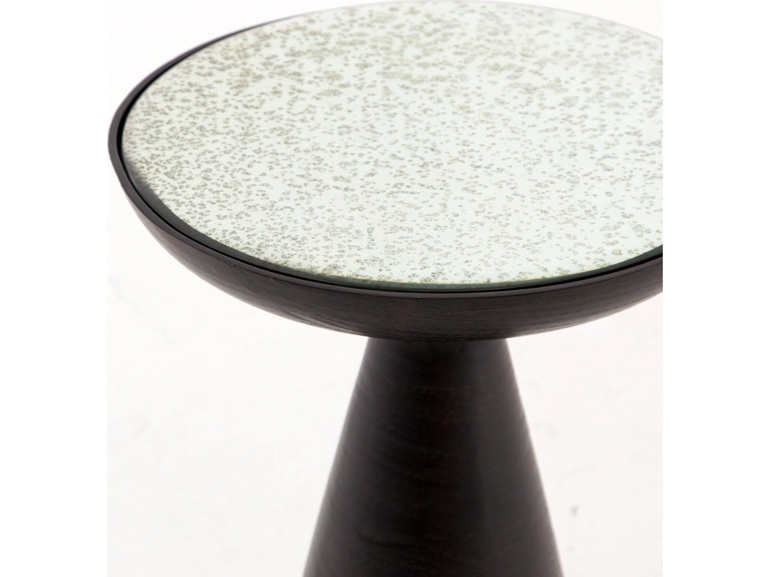 Four Hands Marlow Round Brushed Bronze Ash Glass End Table
