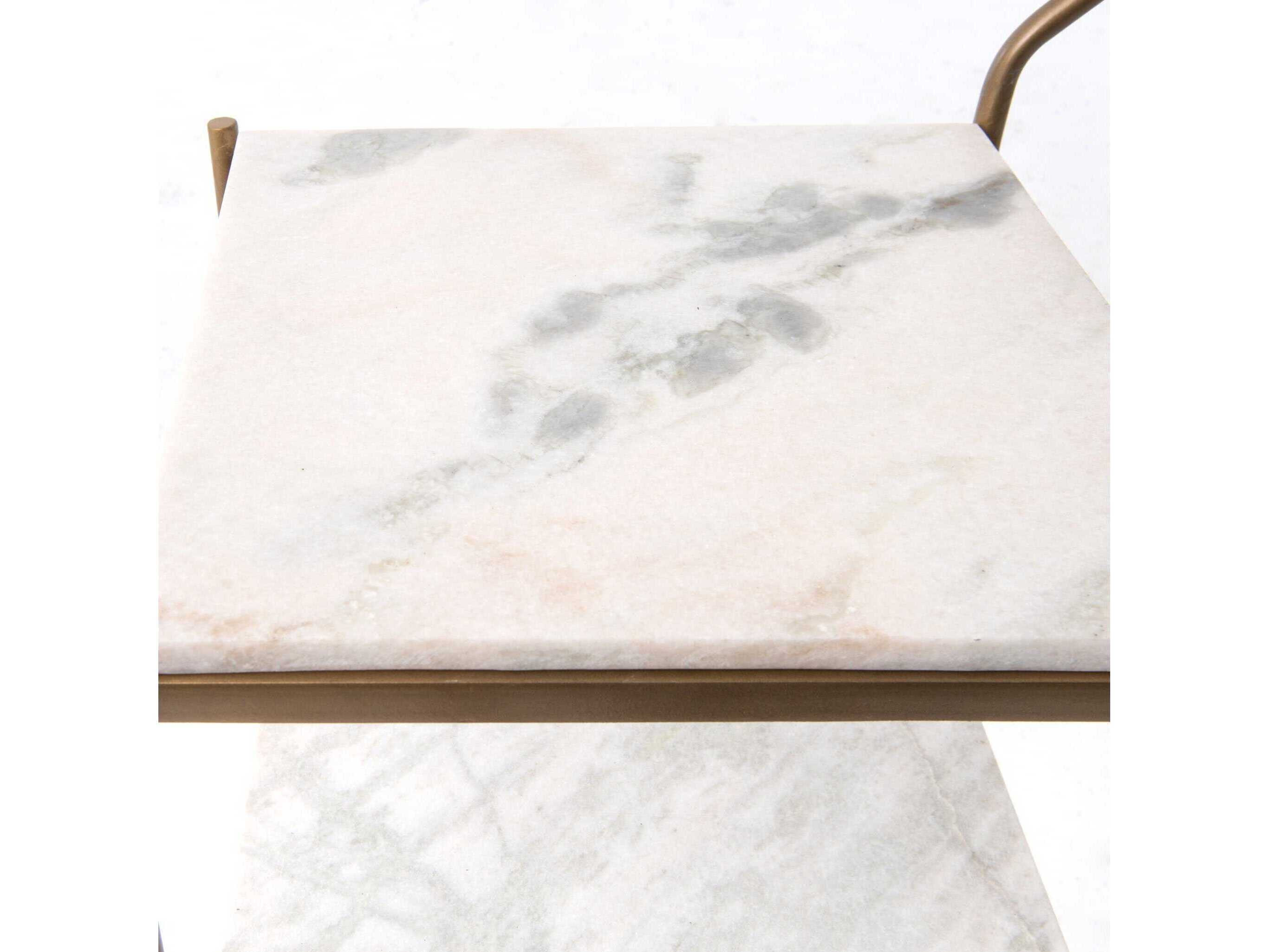 Four Hands Marlow Marble Gold Bar Cart