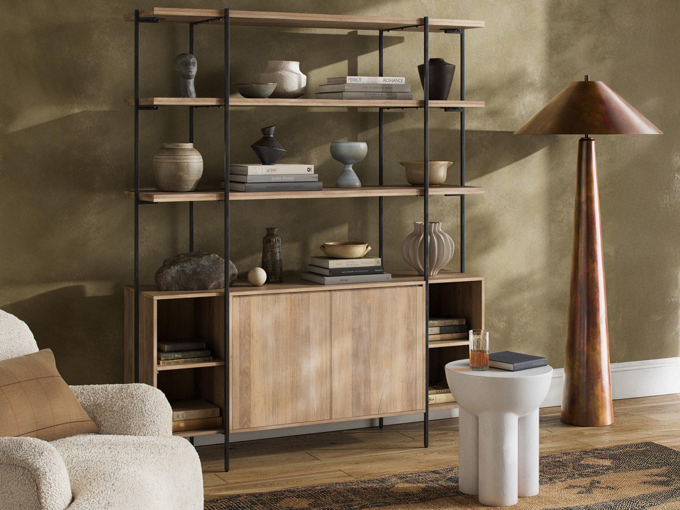 Four Hands Prescott Elena 65" Mango Wood Natural Satin Black Sideboard