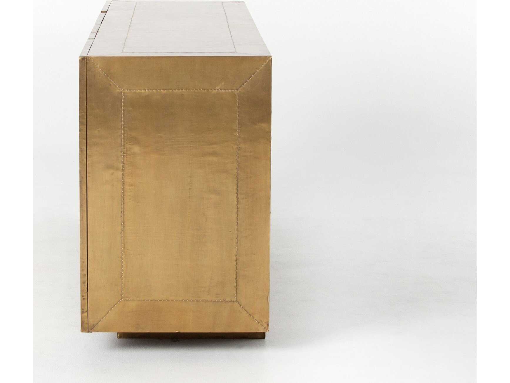 Four Hands Rockwell Freda 72" Mango Wood Grey Natural Brushed Brass Clad Sideboard