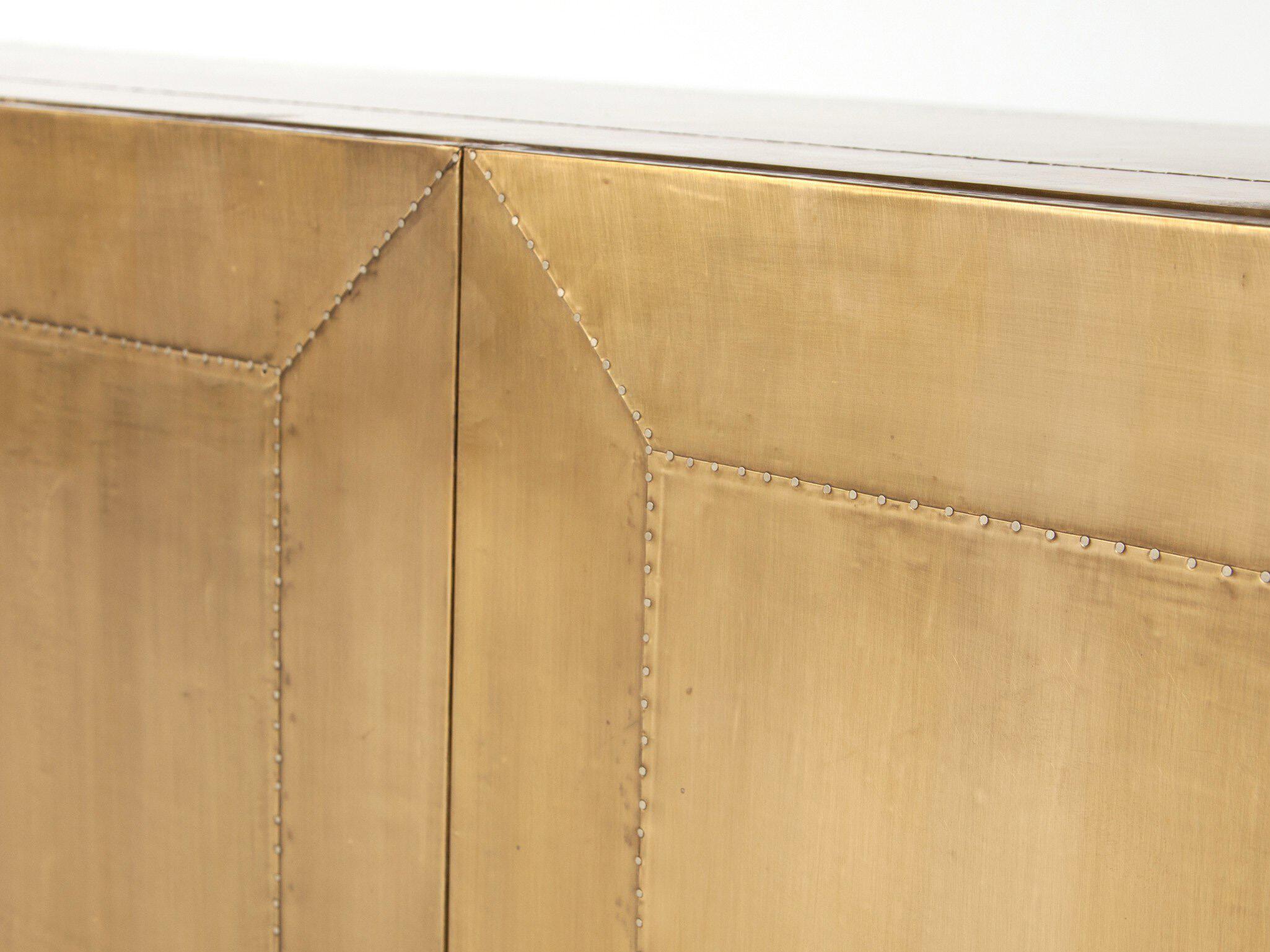 Four Hands Rockwell Freda 72" Mango Wood Grey Natural Brushed Brass Clad Sideboard