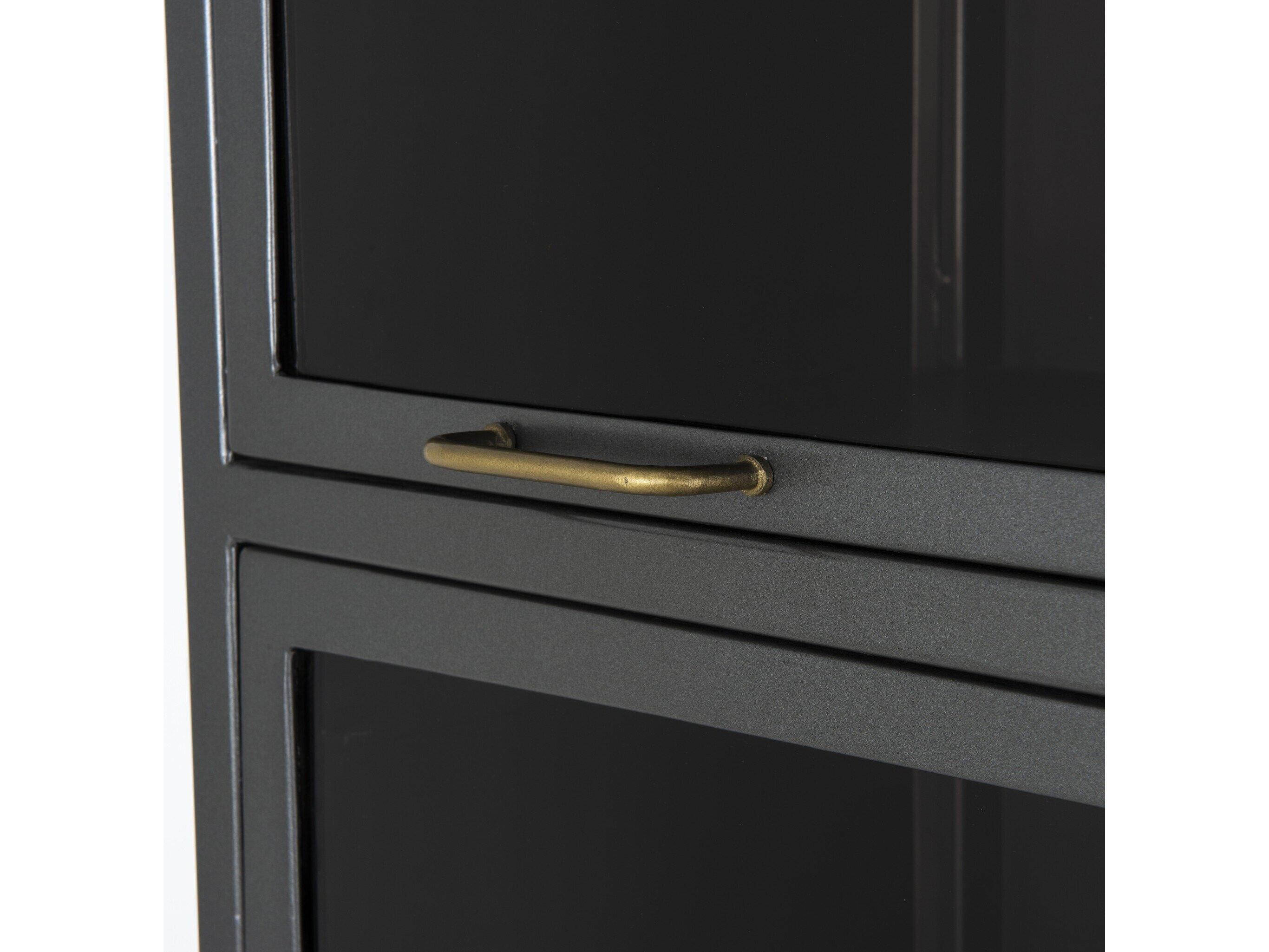 Four Hands Rockwell Aviva Barrister Smoked Glass Flat Brass Gunmetal Display Cabinet