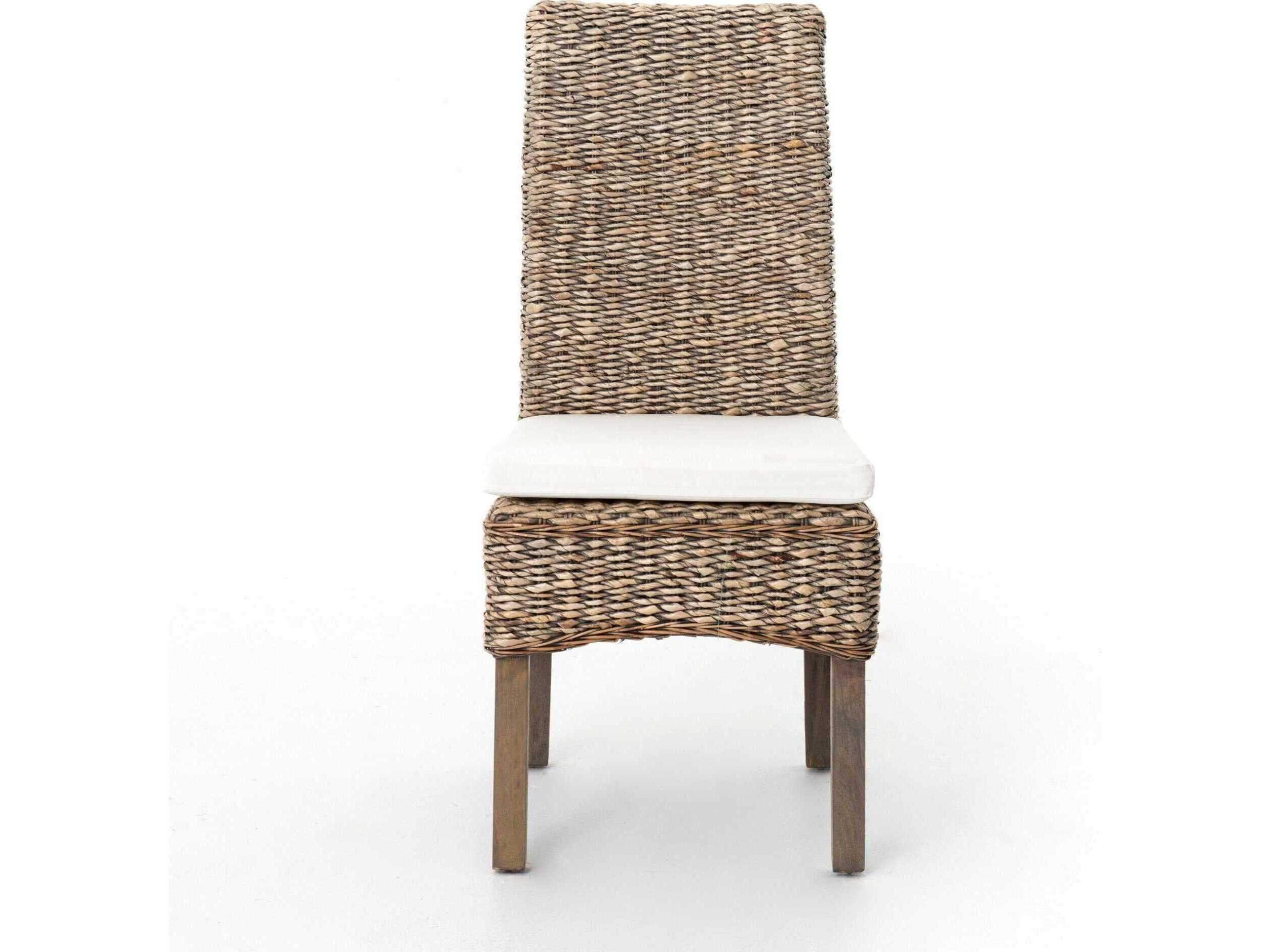 Four Hands Grass Roots Mahogany Wood Gray Upholstered Side Dining Chair