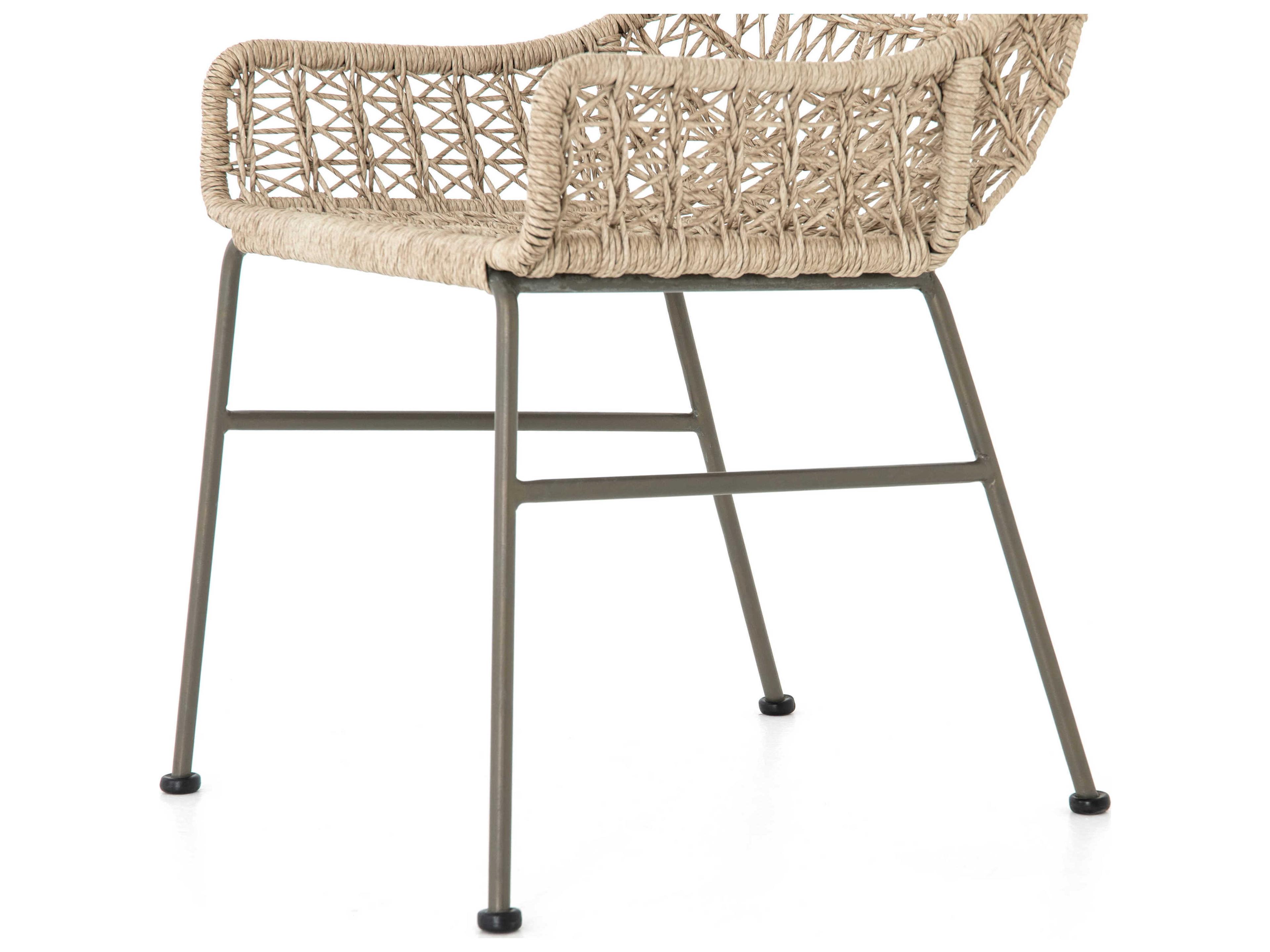 Four Hands Grass Roots Bandera Wicker White Arm Dining Chair