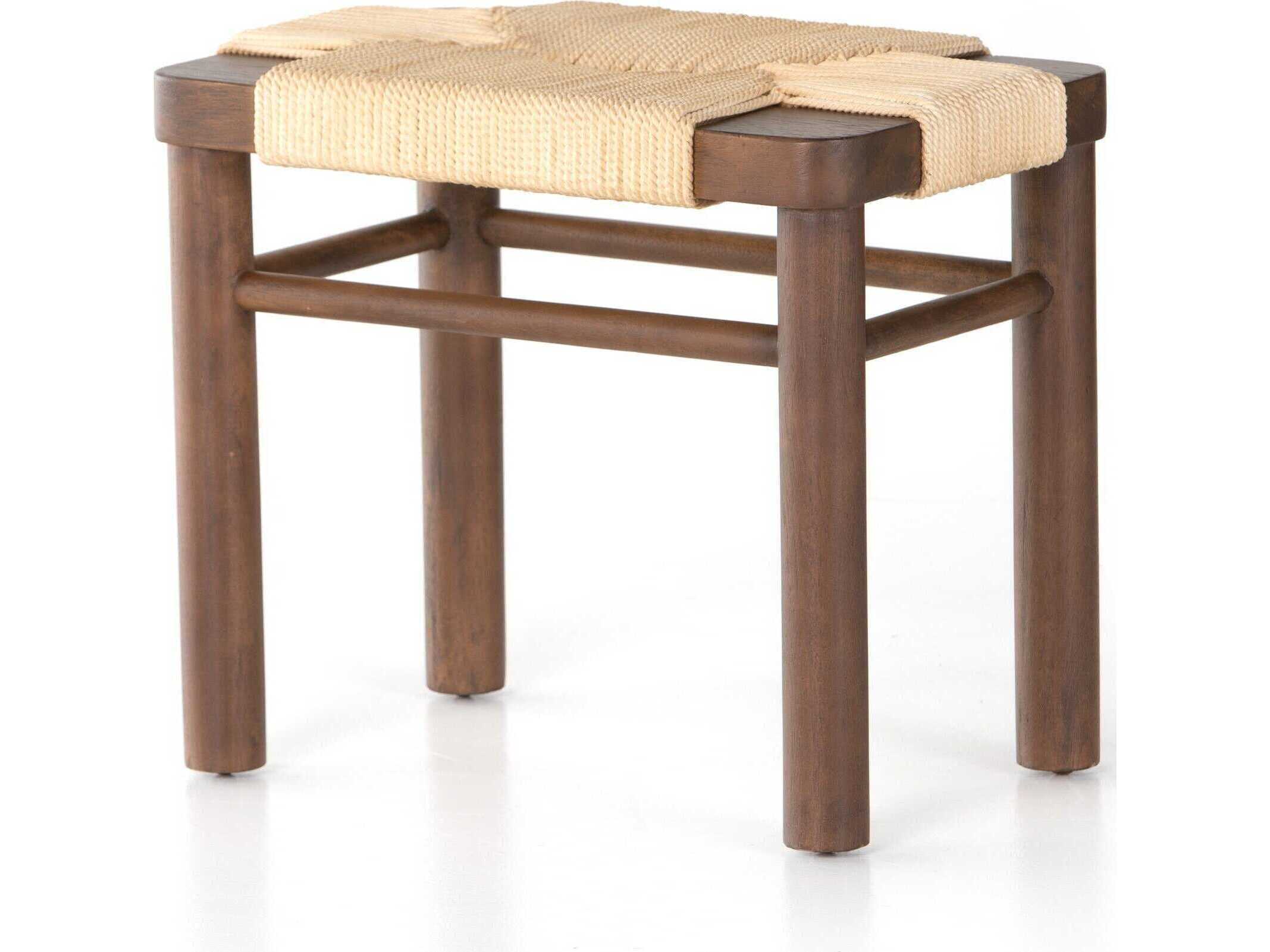 Four Hands Grass Roots Russet Mahogany Vintage Cotton Brown Accent Stool