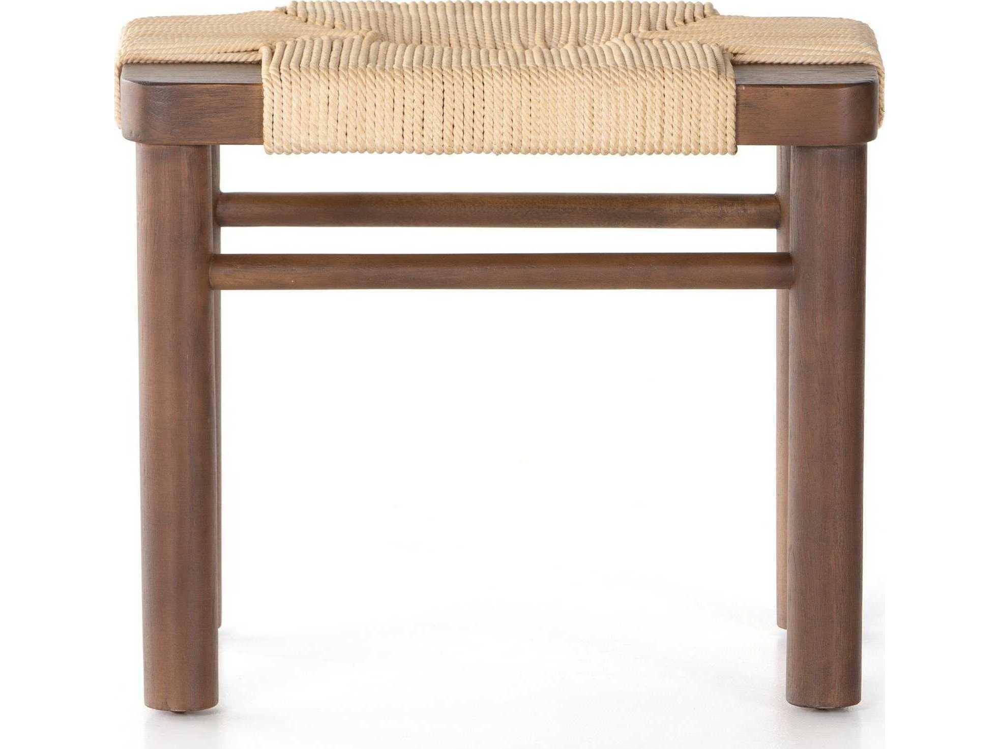 Four Hands Grass Roots Russet Mahogany Vintage Cotton Brown Accent Stool