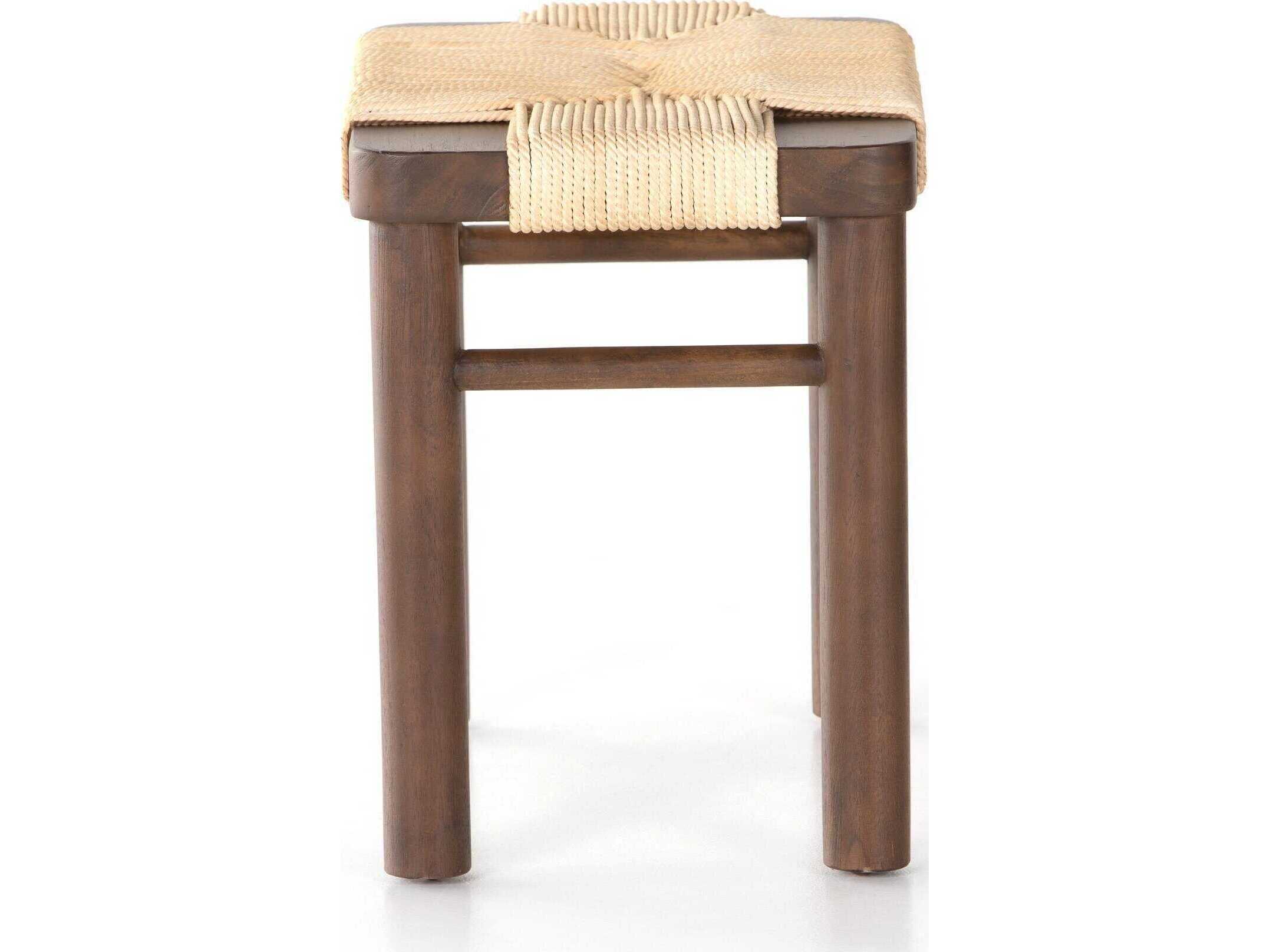 Four Hands Grass Roots Russet Mahogany Vintage Cotton Brown Accent Stool