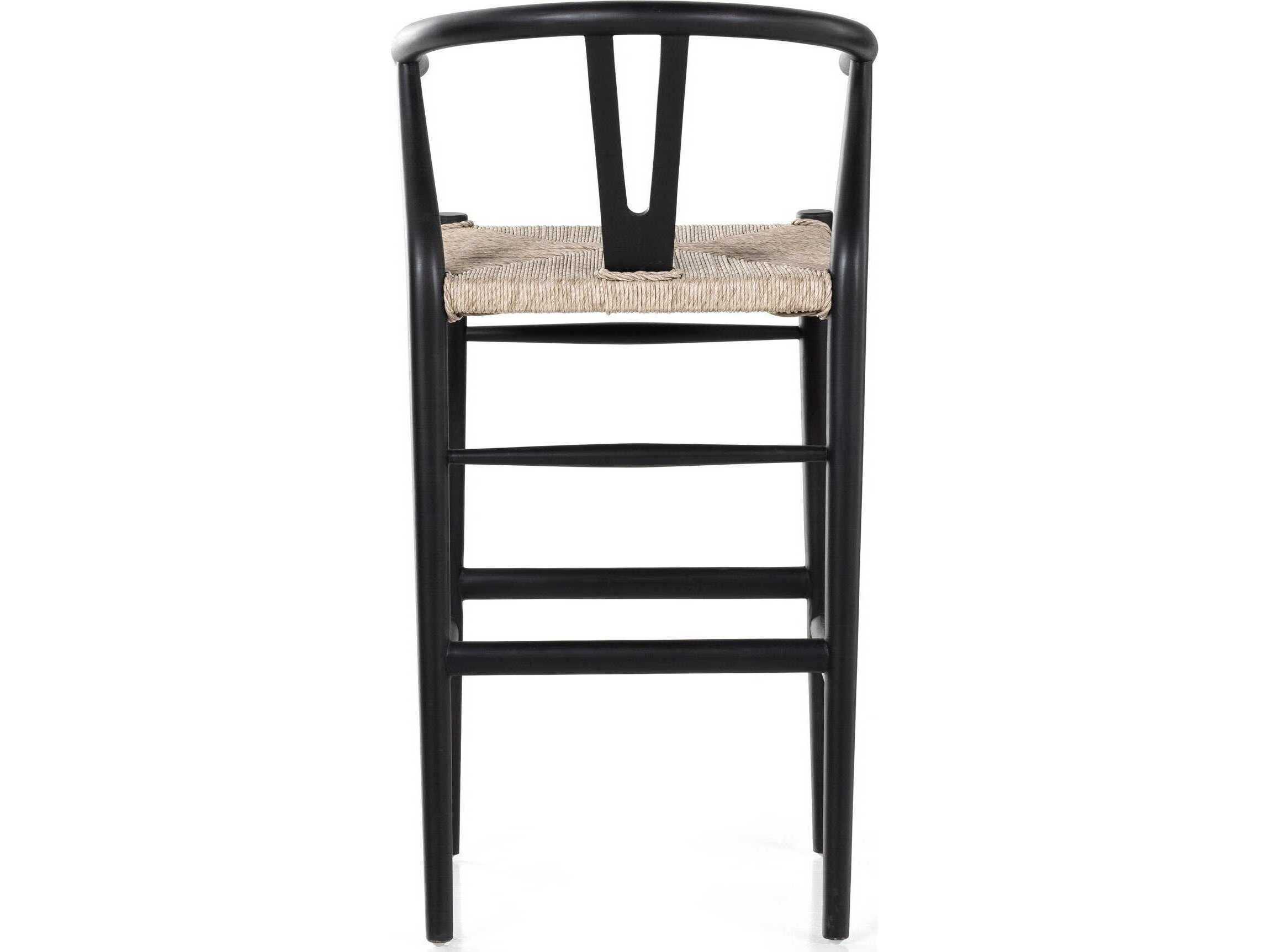 Four Hands Grass Roots Muestra Wood Teak None Black Vintage White Bar Stool