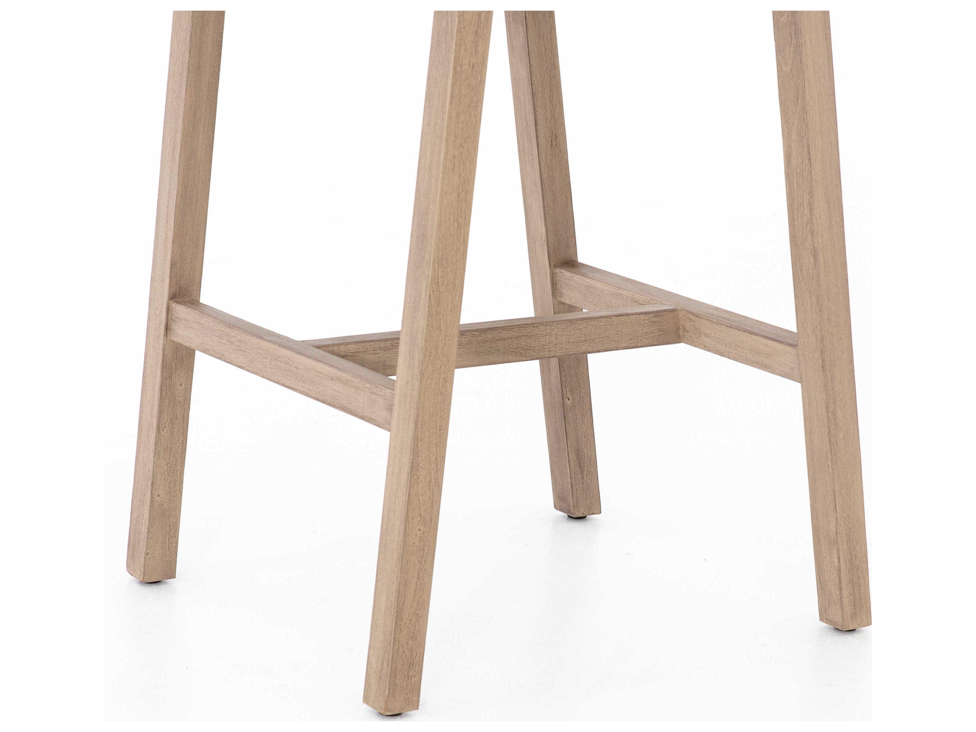 Four Hands Solano Delano Teak Wood Thick Grey Rope Washed Brown Bar Stool