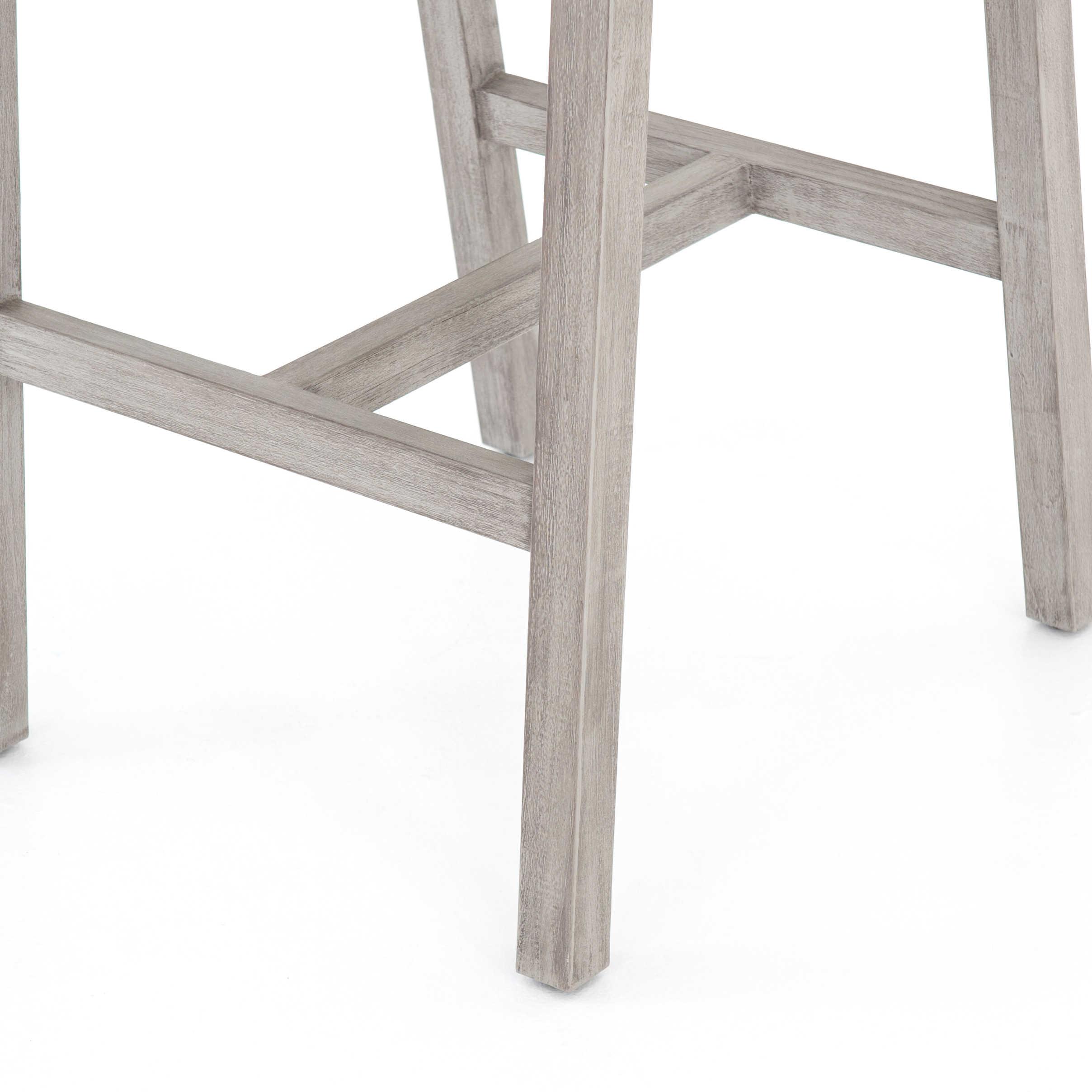 Four Hands Solano Delano Teak Wood Thick Dark Grey Rope Weathered Bar Stool