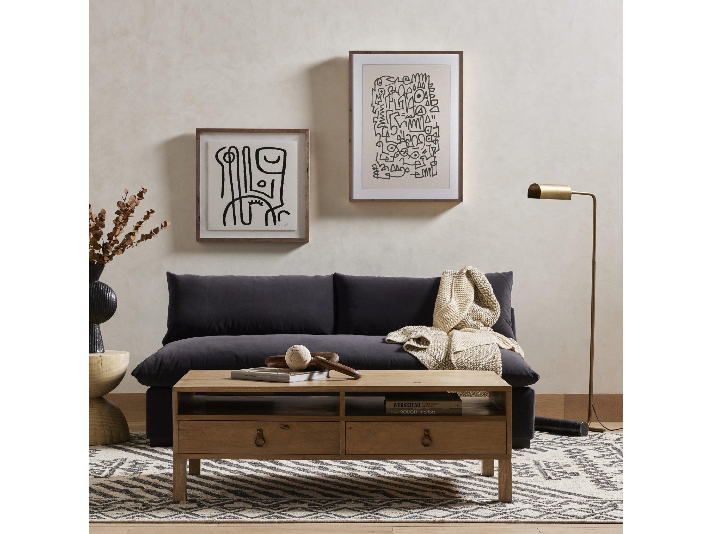 Four Hands Atelier Grant Henry Charcoal Espresso Gray Upholstered Loveseat