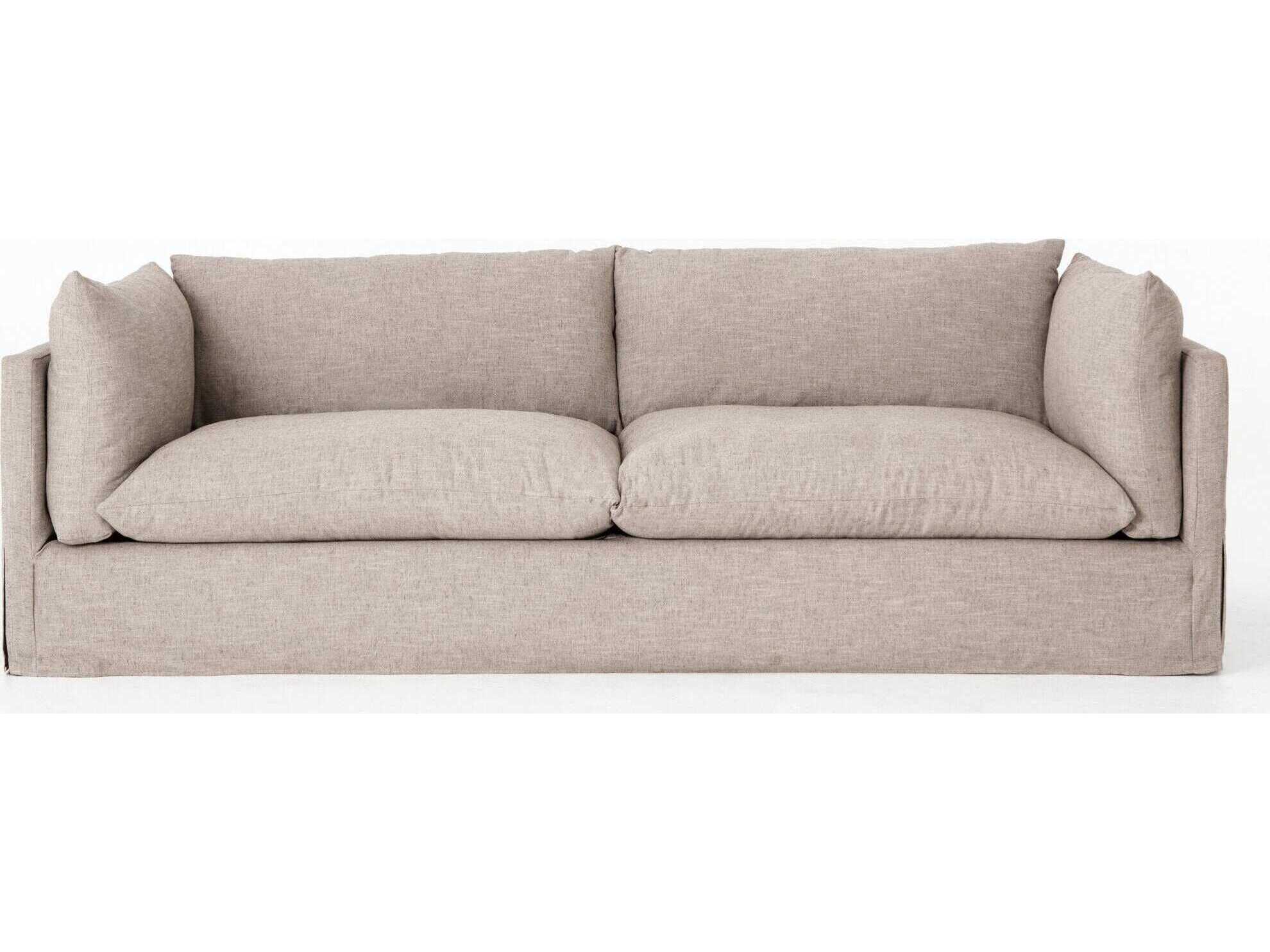 Four Hands Atelier Habitat Valley Nimbus Dark Walnut Gray Upholstered Sofa